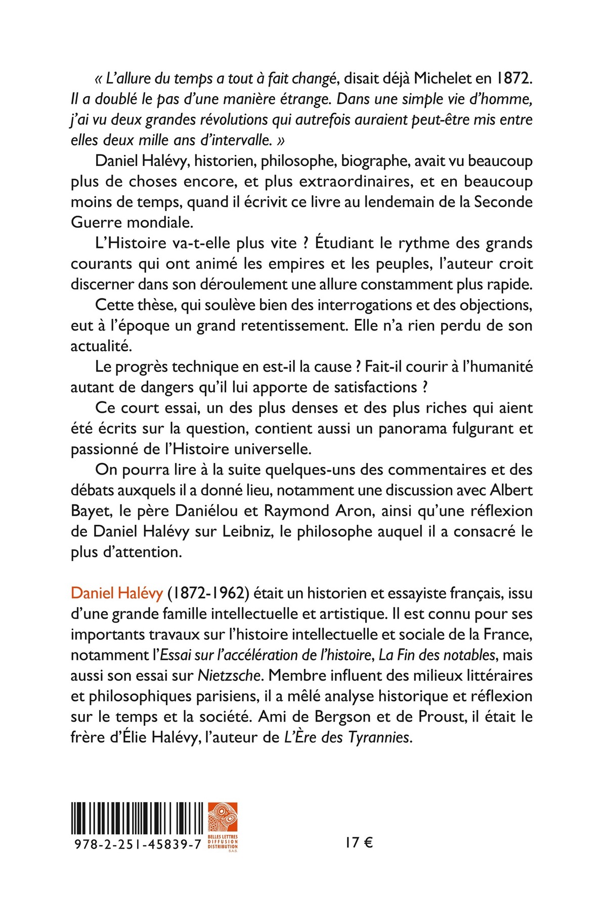 Essai sur l'accélération de l'histoire