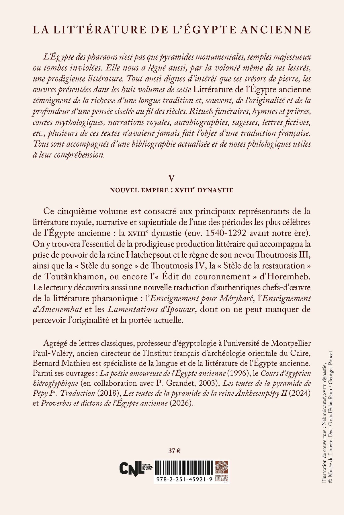 La littérature de l'Égypte ancienne. Volume V