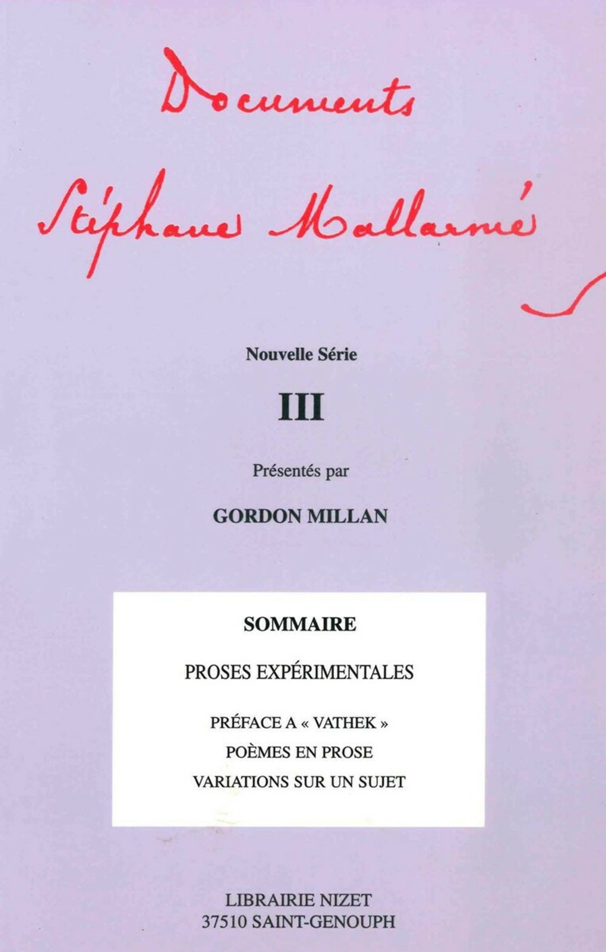 Documents Stéphane Mallarmé - Nouvelle série III