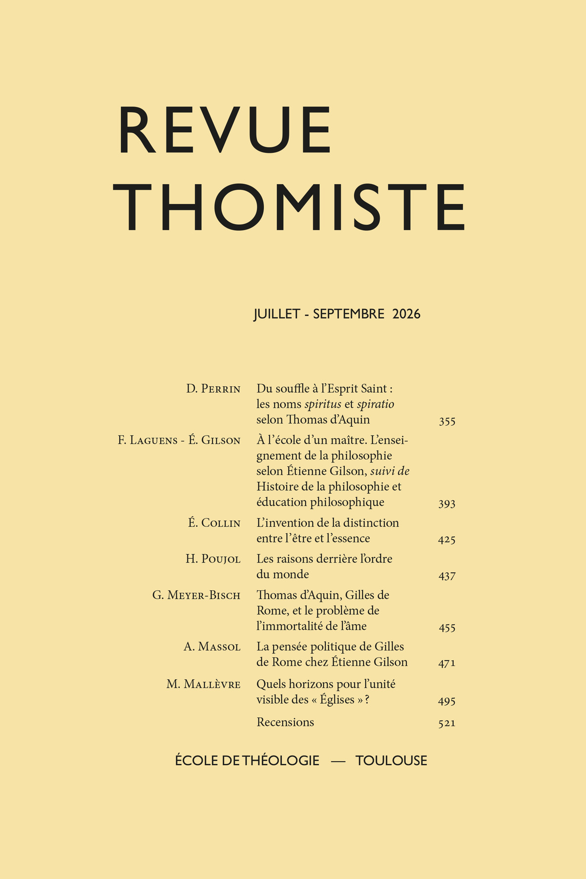 Revue thomiste - N°3/2026