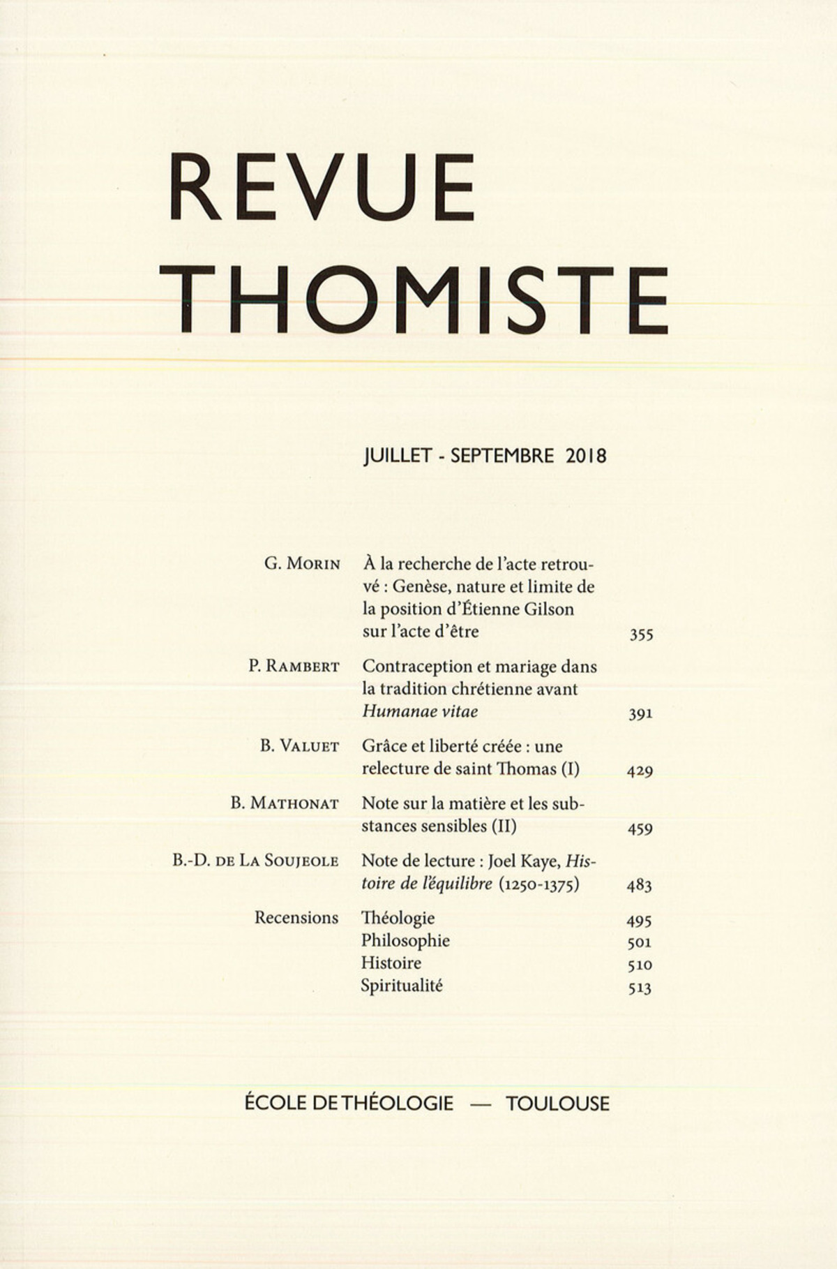 Revue thomiste - N°3/2018