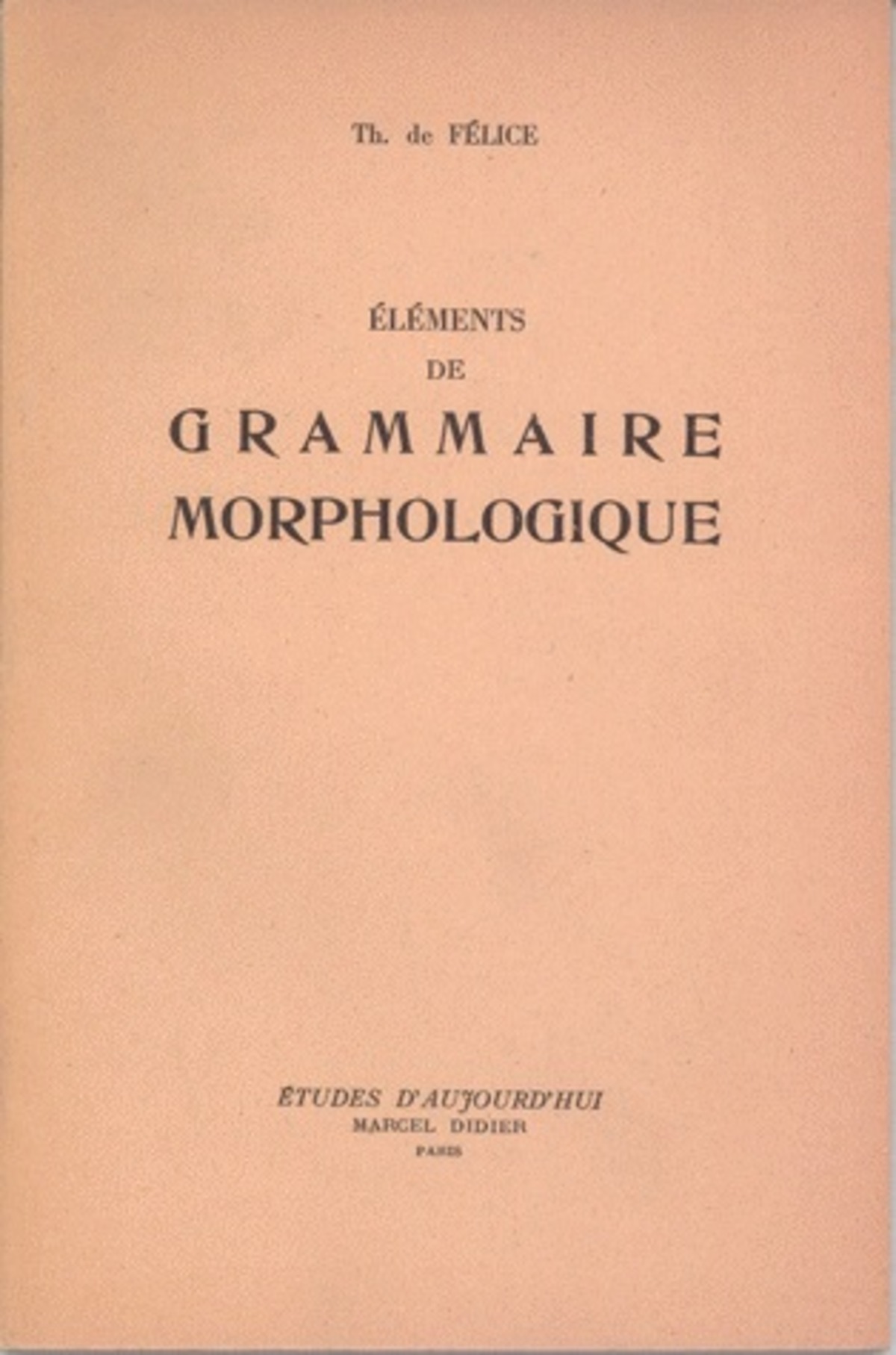 Éléments de grammaire morphologique