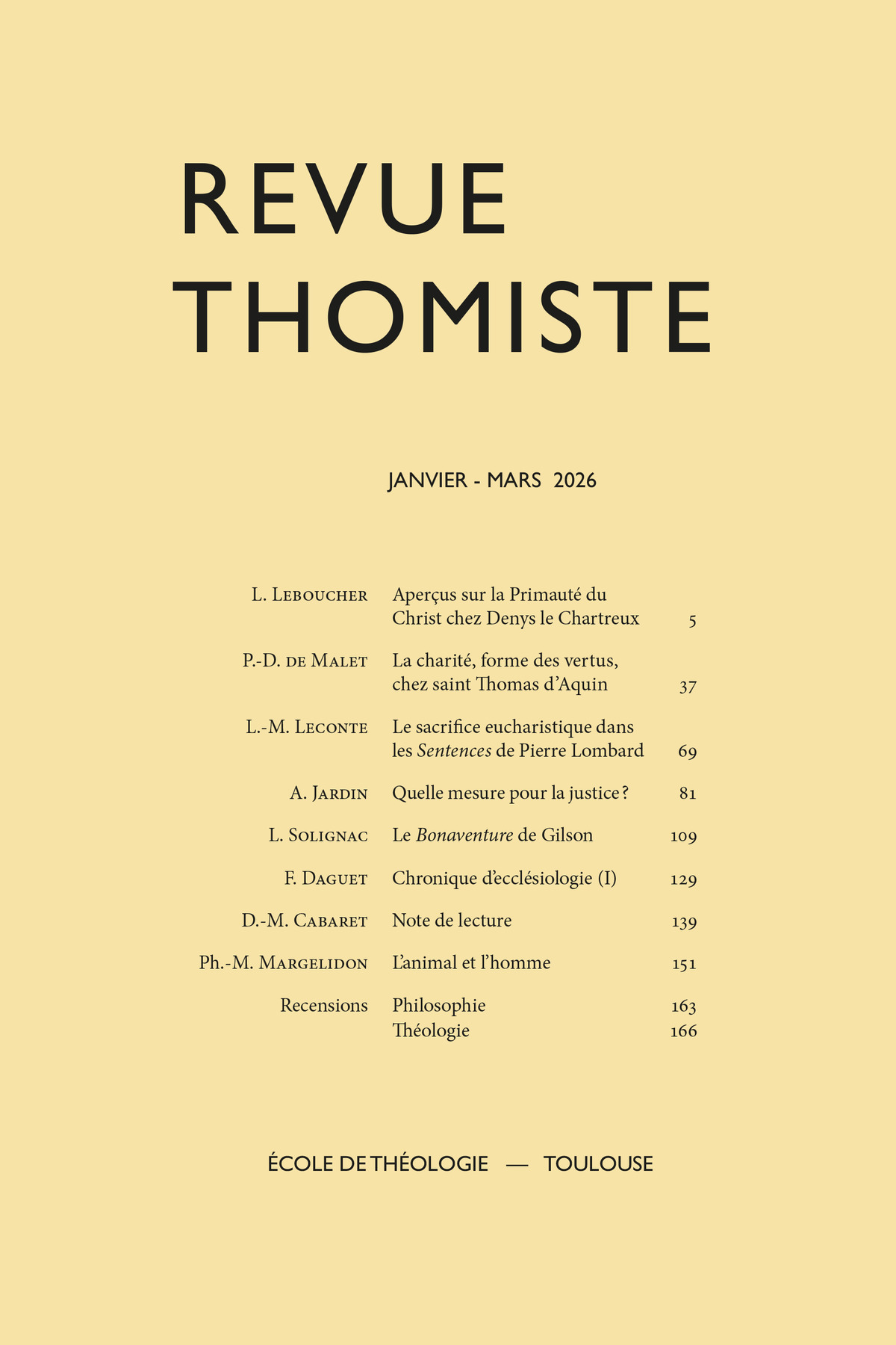 Revue thomiste - N°1/2026