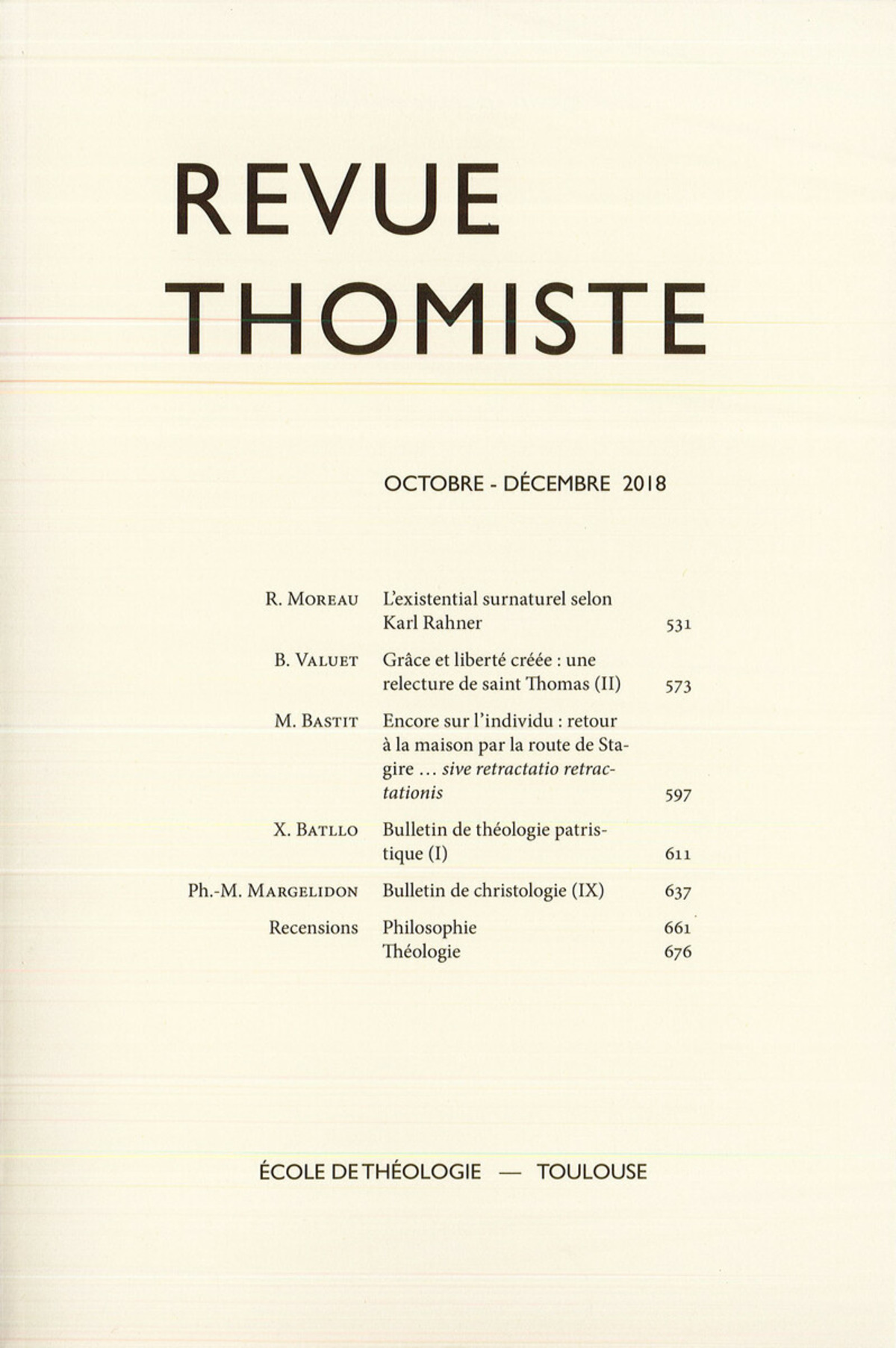 Revue thomiste - N°4/2018