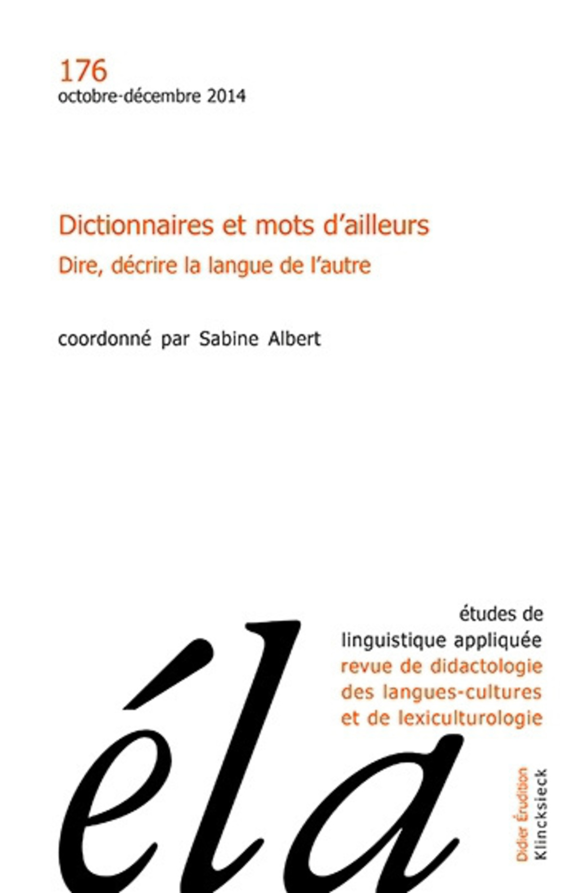 Études de linguistique appliquée - N°4/2014