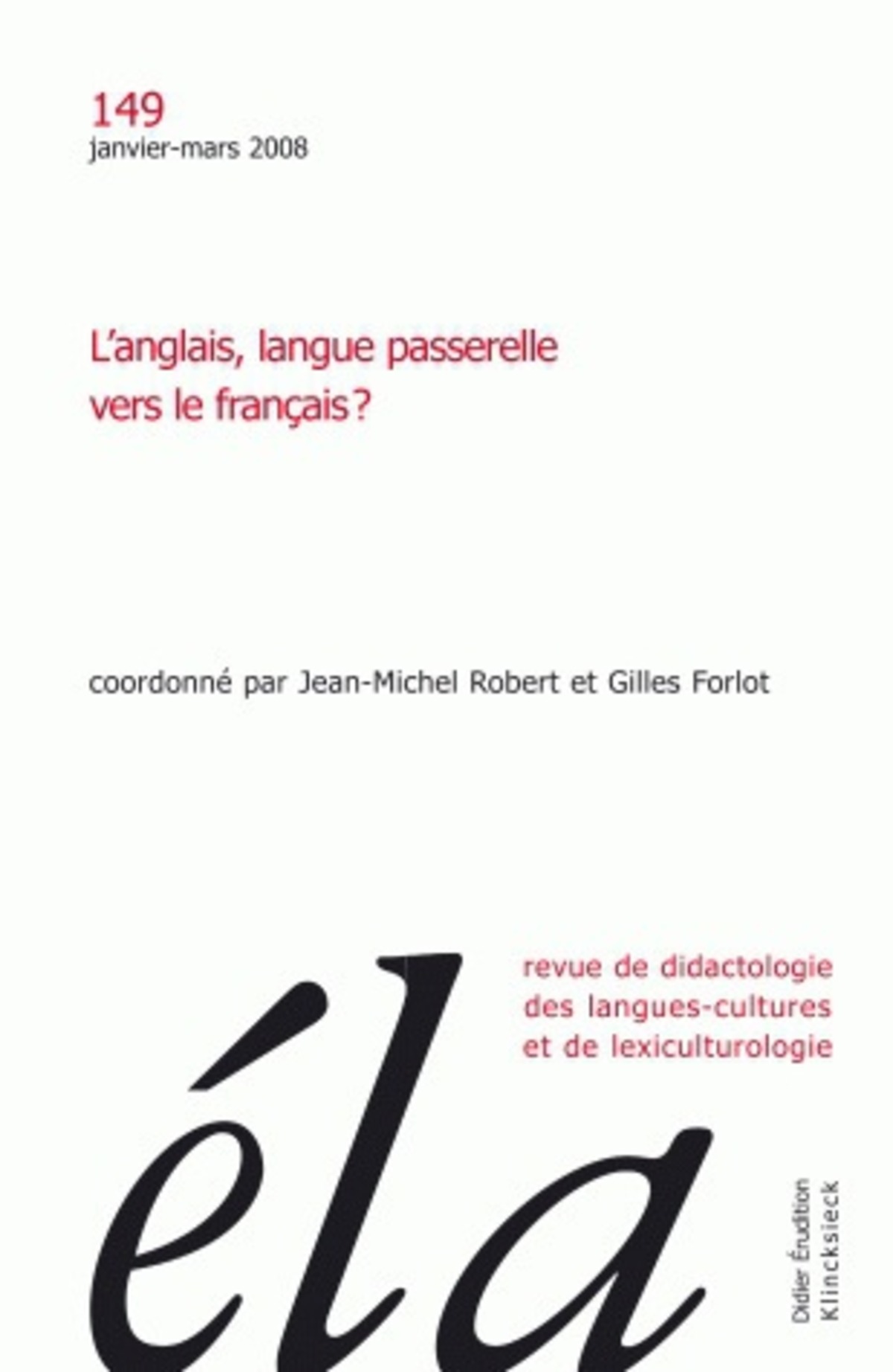 Études de linguistique appliquée - N°1/2008