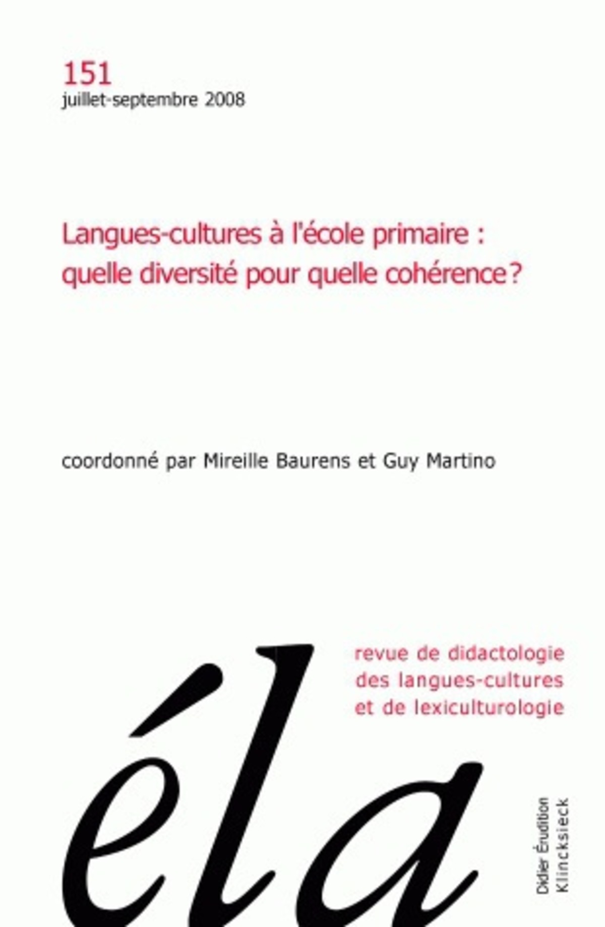 Études de linguistique appliquée - N°3/2008
