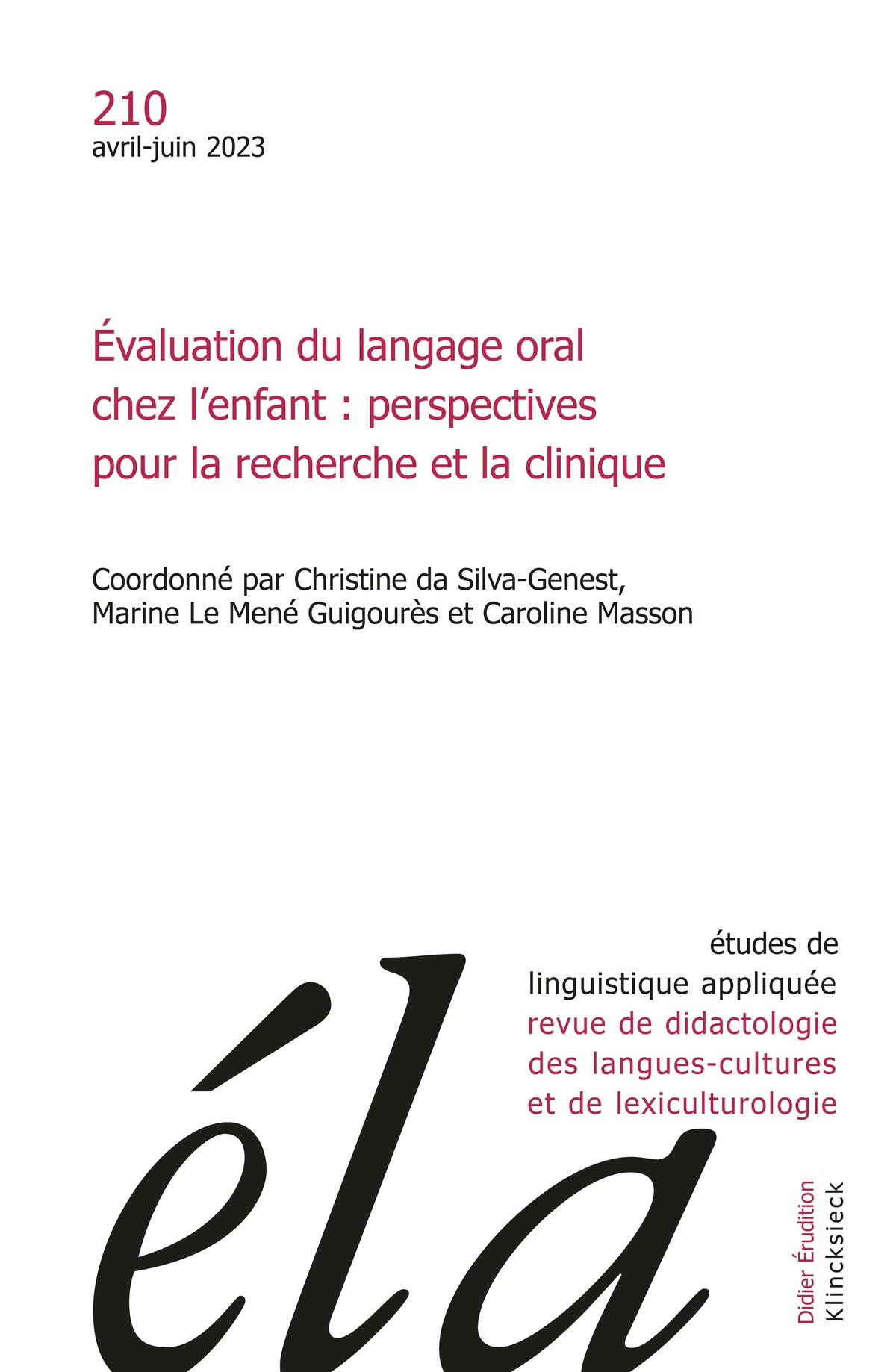 Etudes de linguistique appliquée - n°2-2023