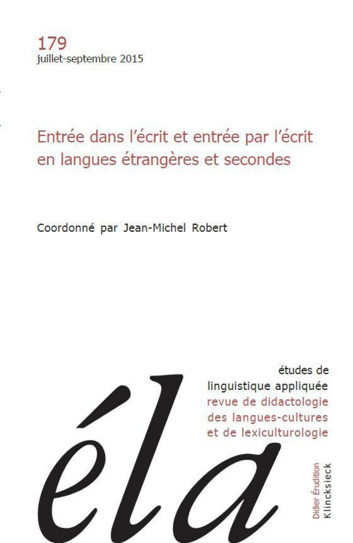 Études de linguistique appliquée - N°3/2015