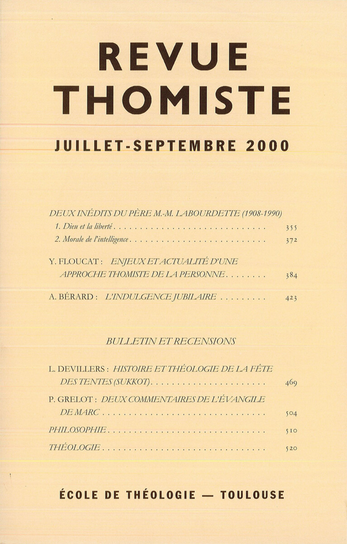 Revue thomiste - N°3/2000