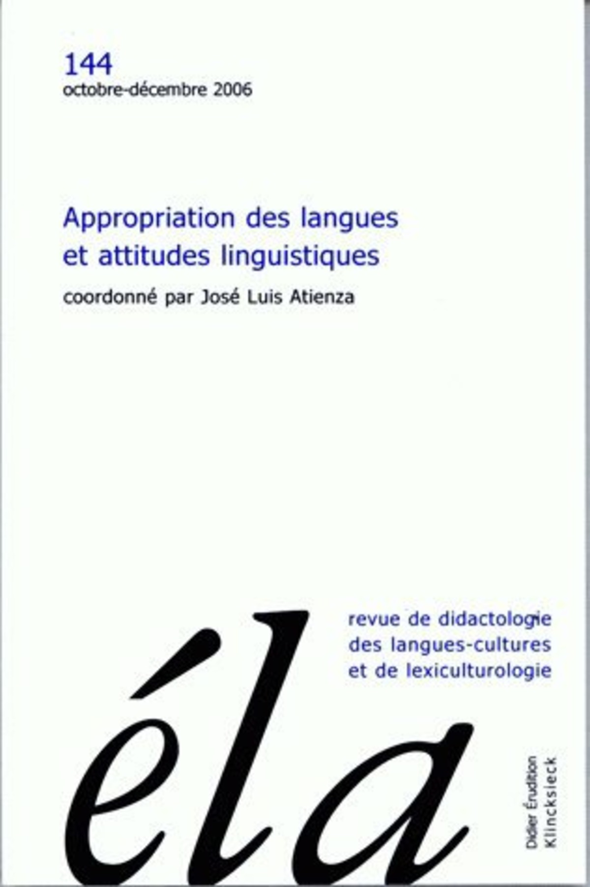 Études de linguistique appliquée - N°4/2006