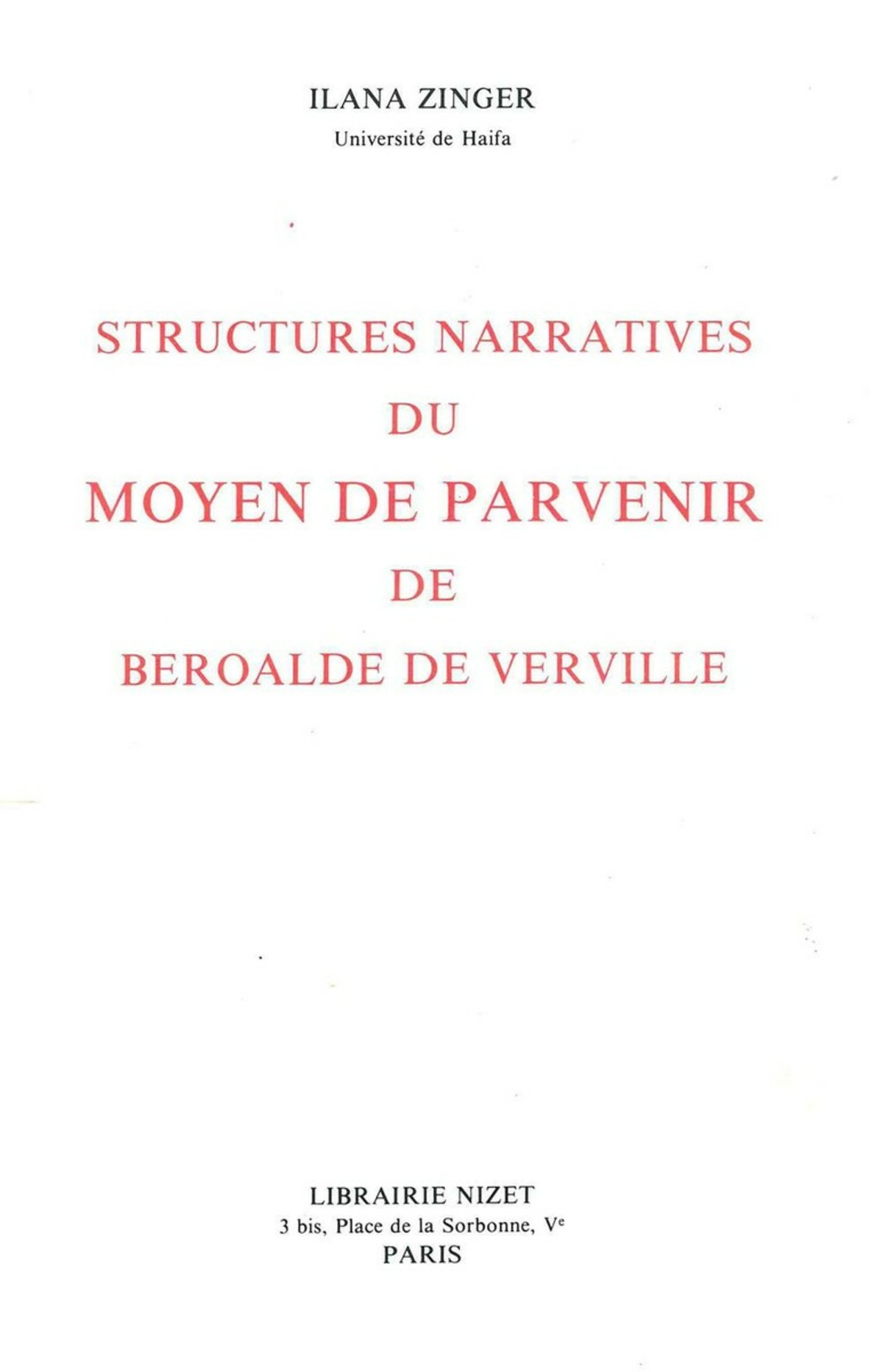 Structures narratives du Moyen de parvenir de Beroalde de Virville