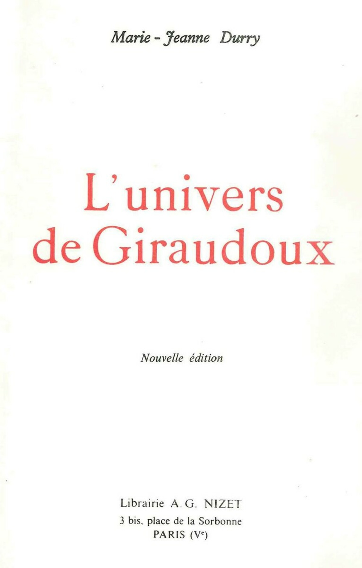 L'Univers de Giraudoux