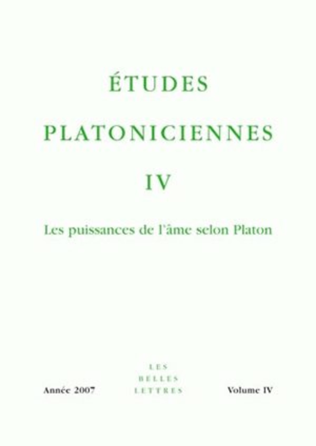 Études platoniciennes IV