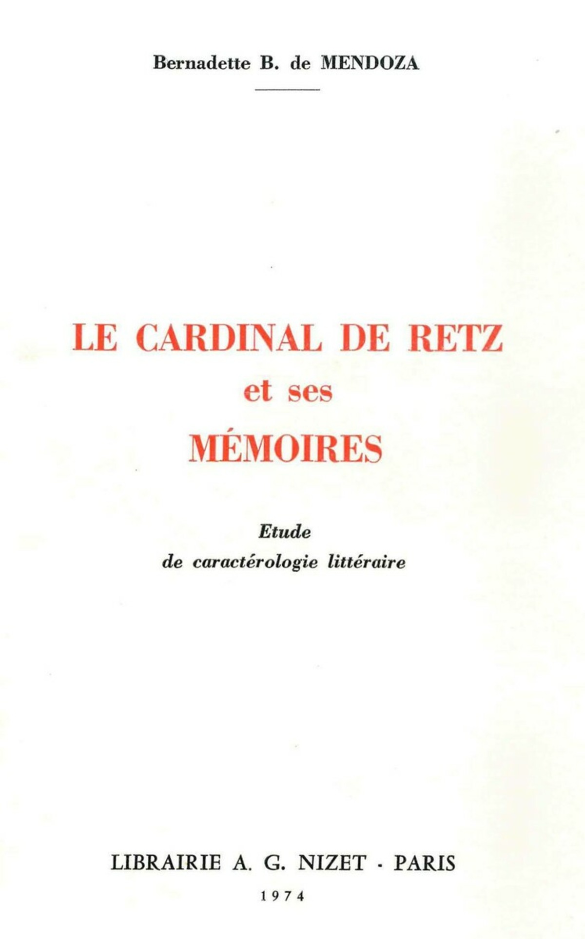 Le Cardinal de Retz et ses Mémoires