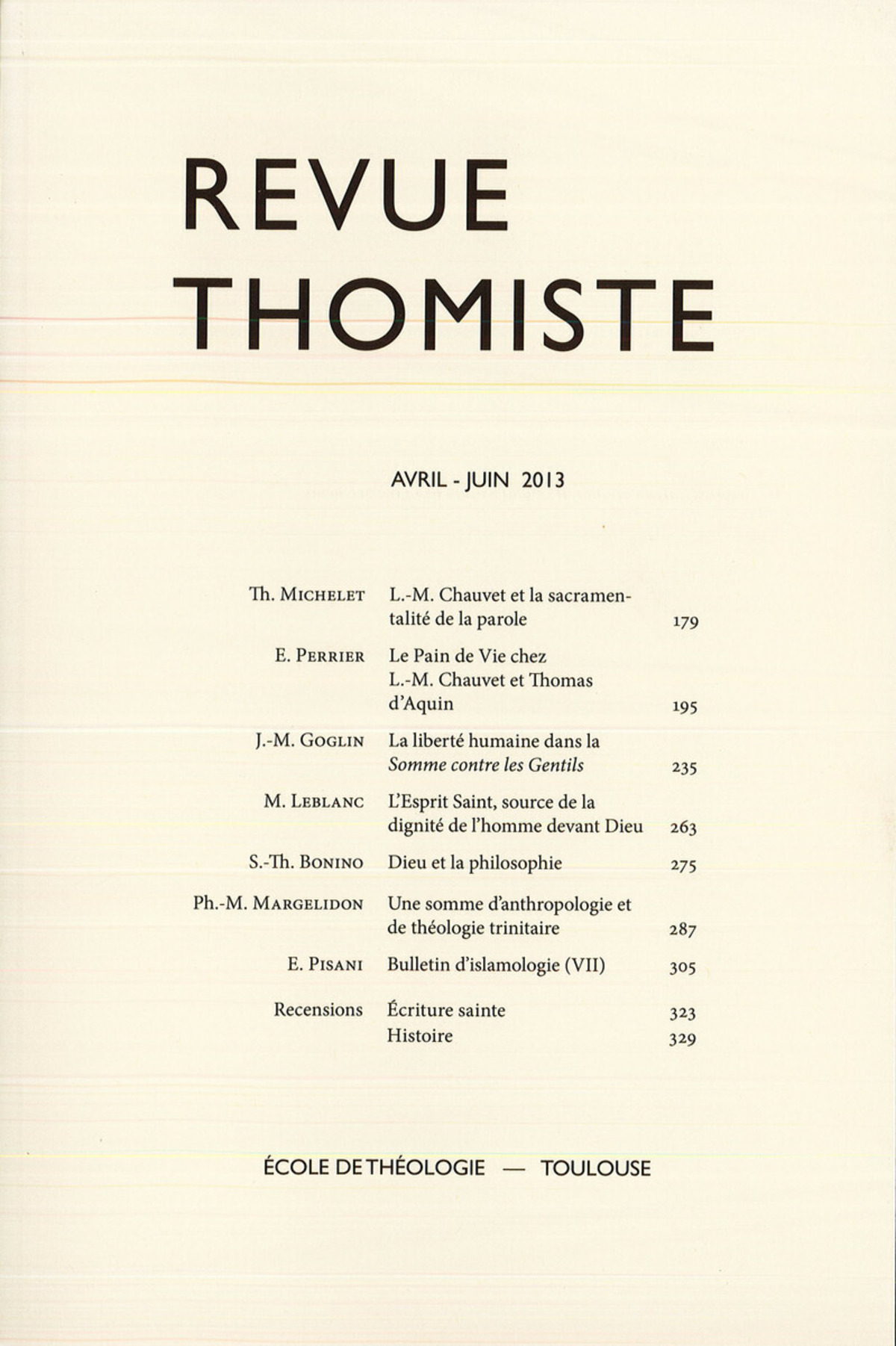 Revue thomiste - N°2/2013