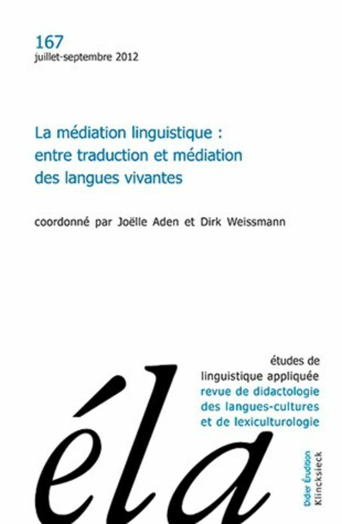 Études de linguistique appliquée n°3/2012