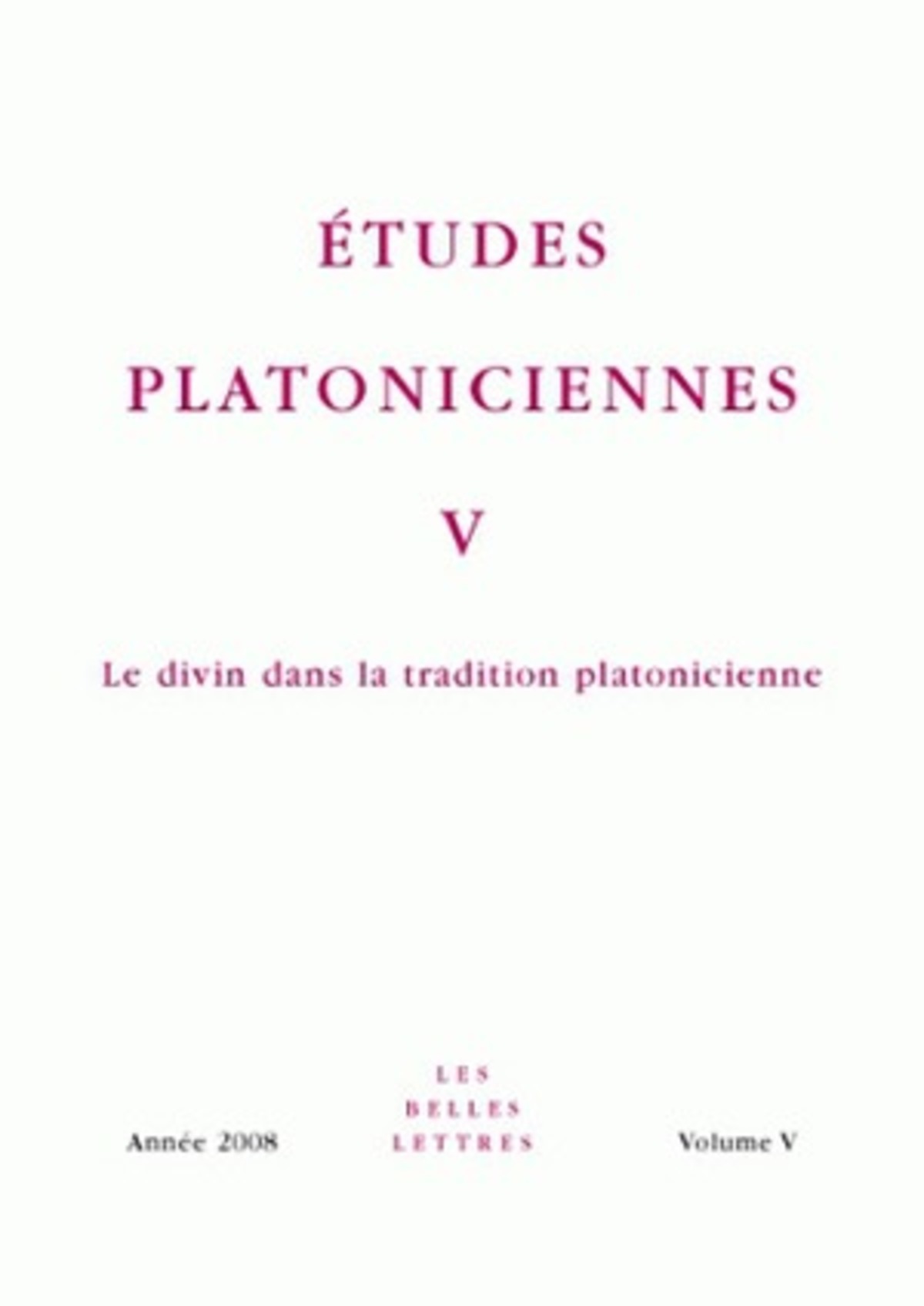 Études platoniciennes V