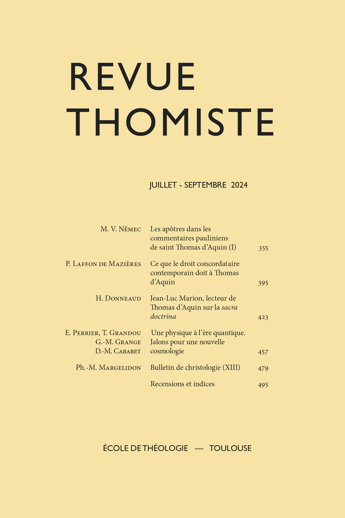 Revue thomiste - N°3/2024