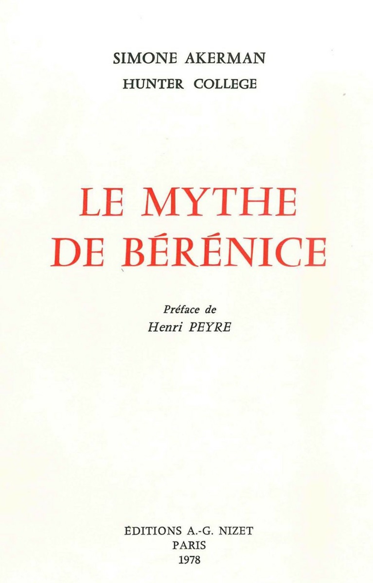 Le Mythe de Bérénice