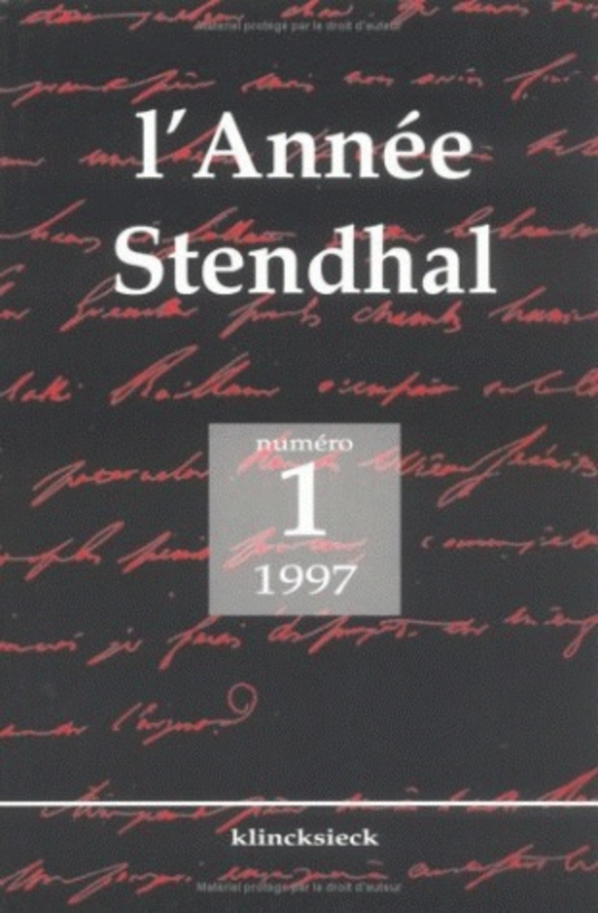 L'Année Stendhal N°1