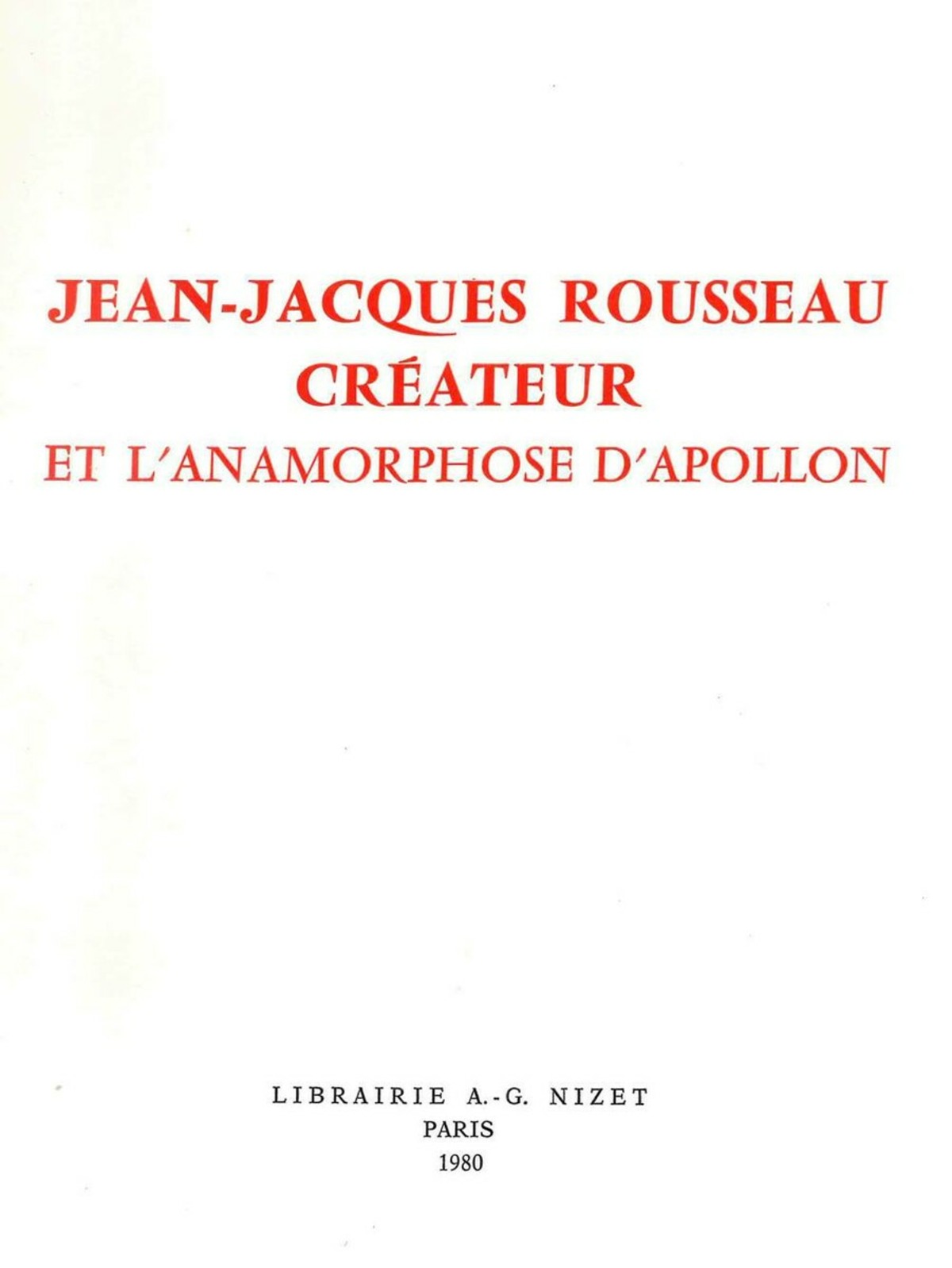 Jean-Jacques Rousseau créateur