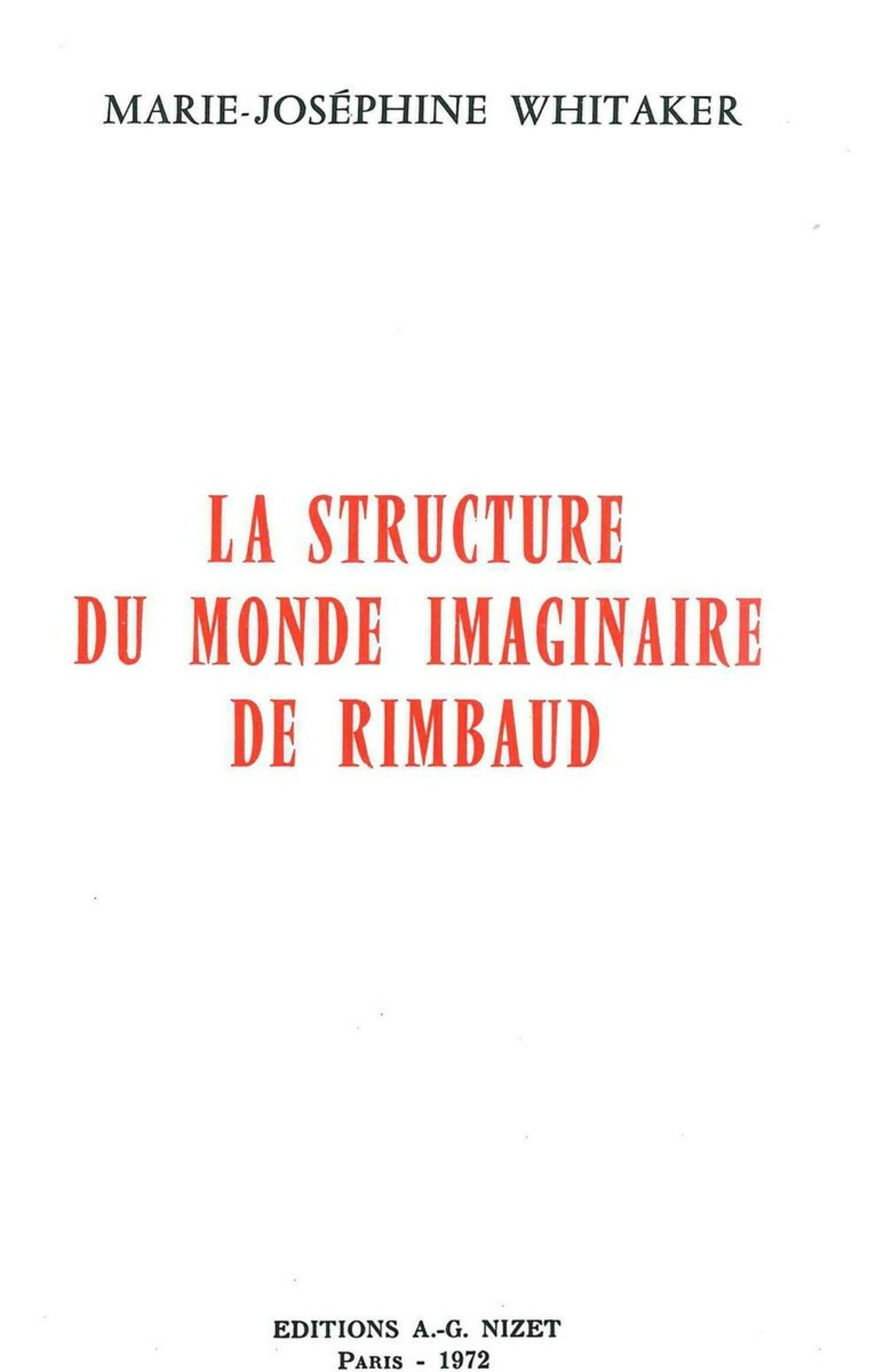 La Structure du monde imaginaire de Rimbaud