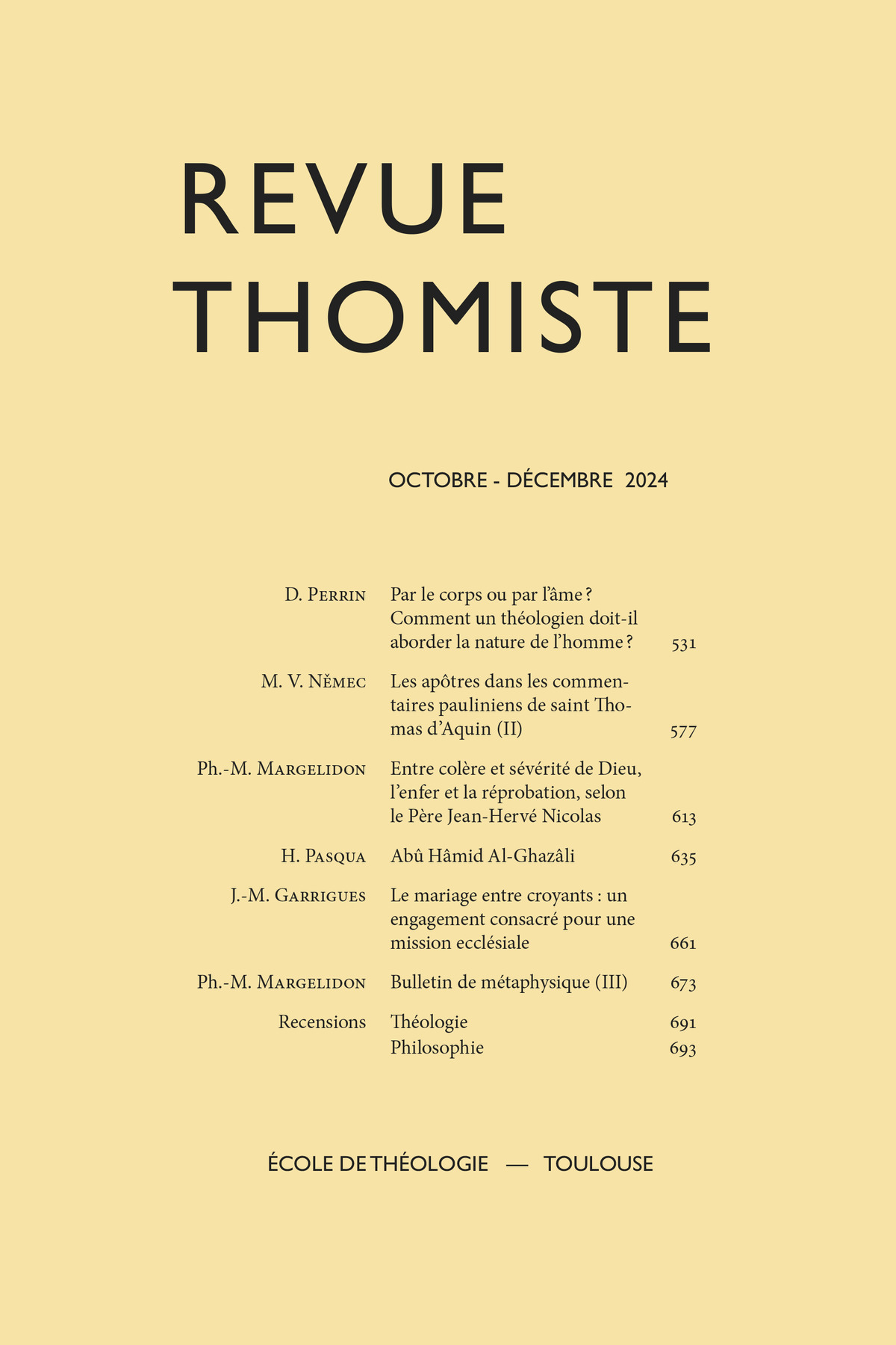 Revue thomiste - N°4/2024