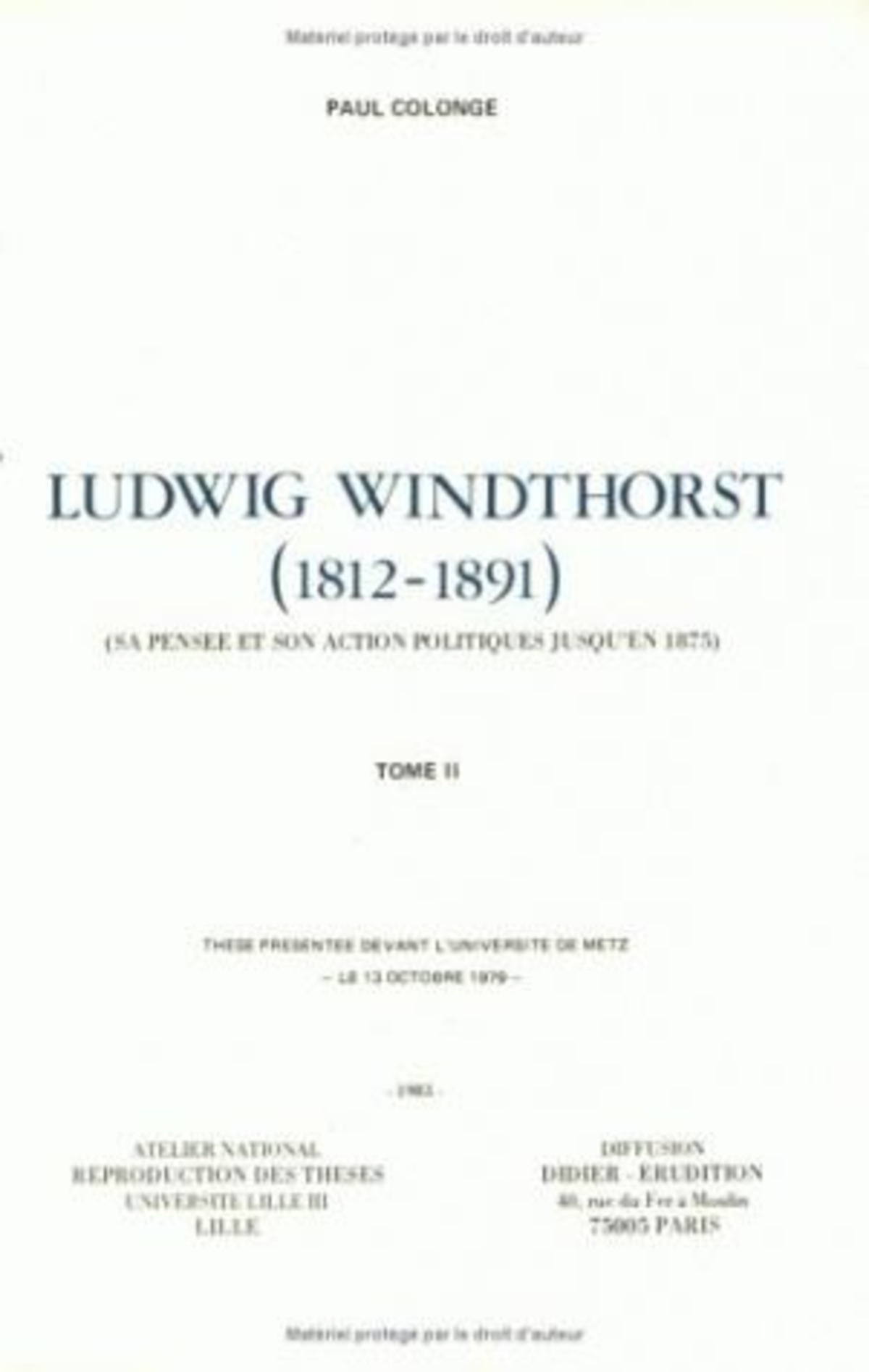 Ludwig Windthorst (1812-1891)