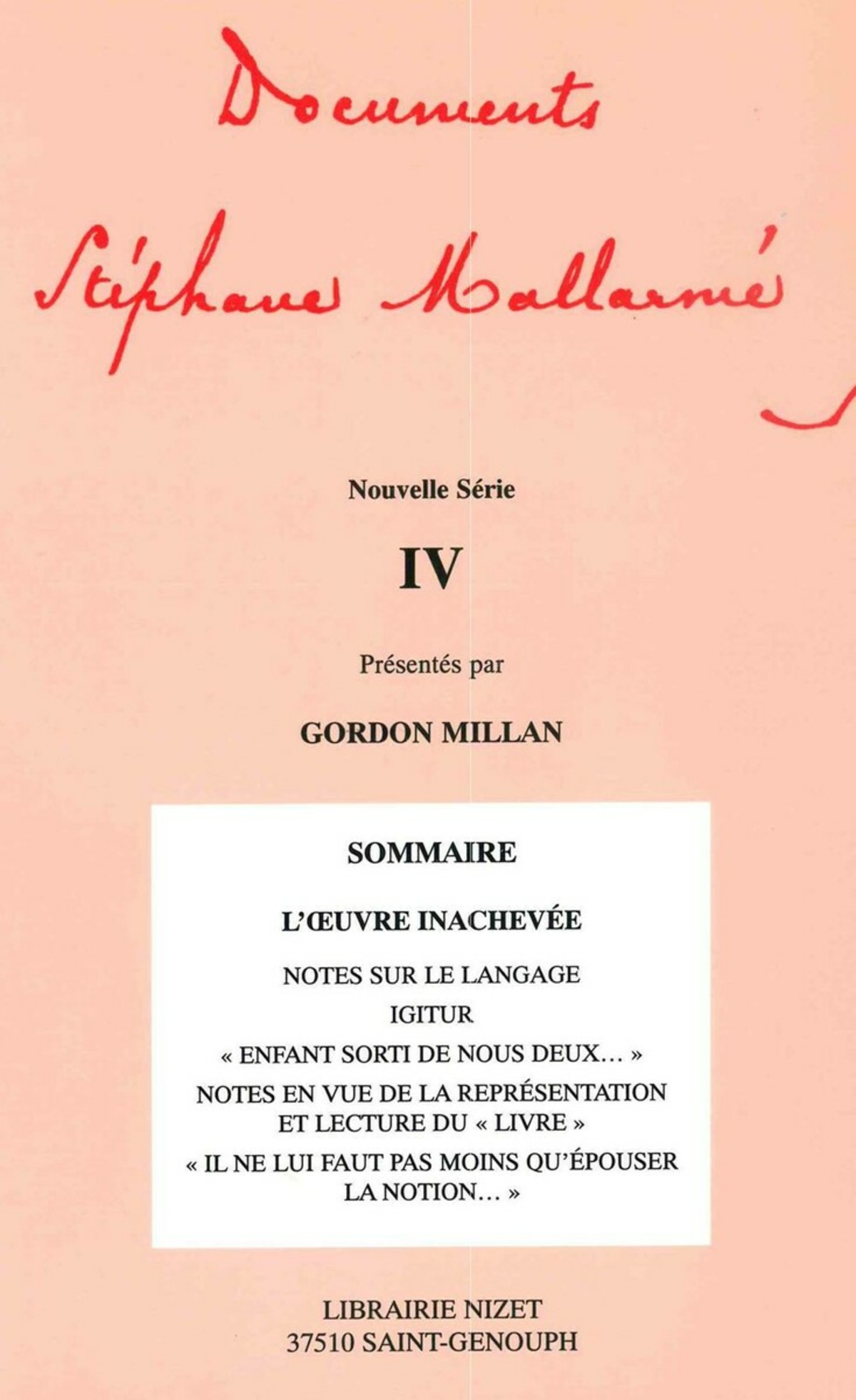 Documents Stéphane Mallarmé - Nouvelle série IV