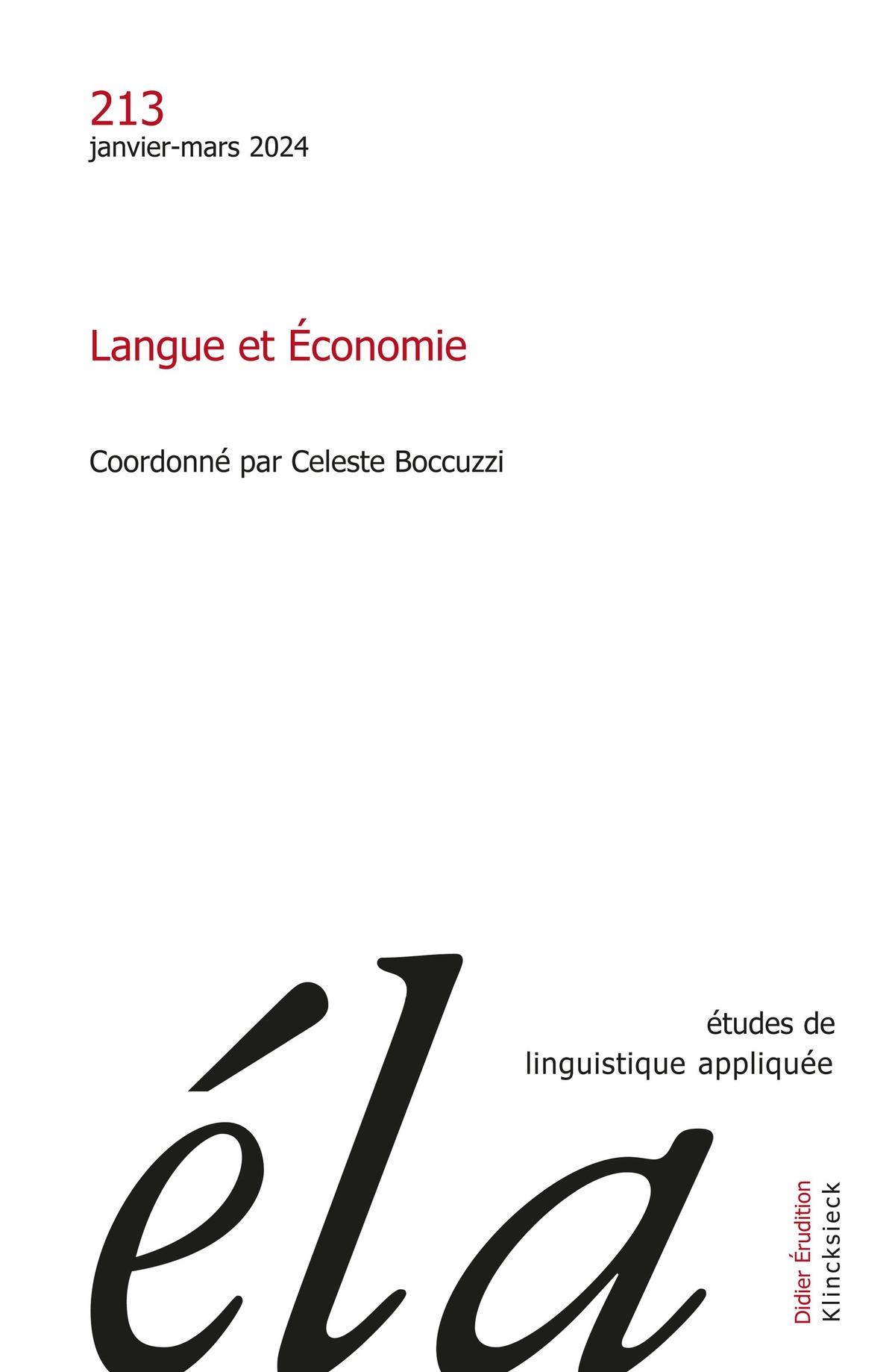 Etudes de linguistique appliquée - n°1-2024