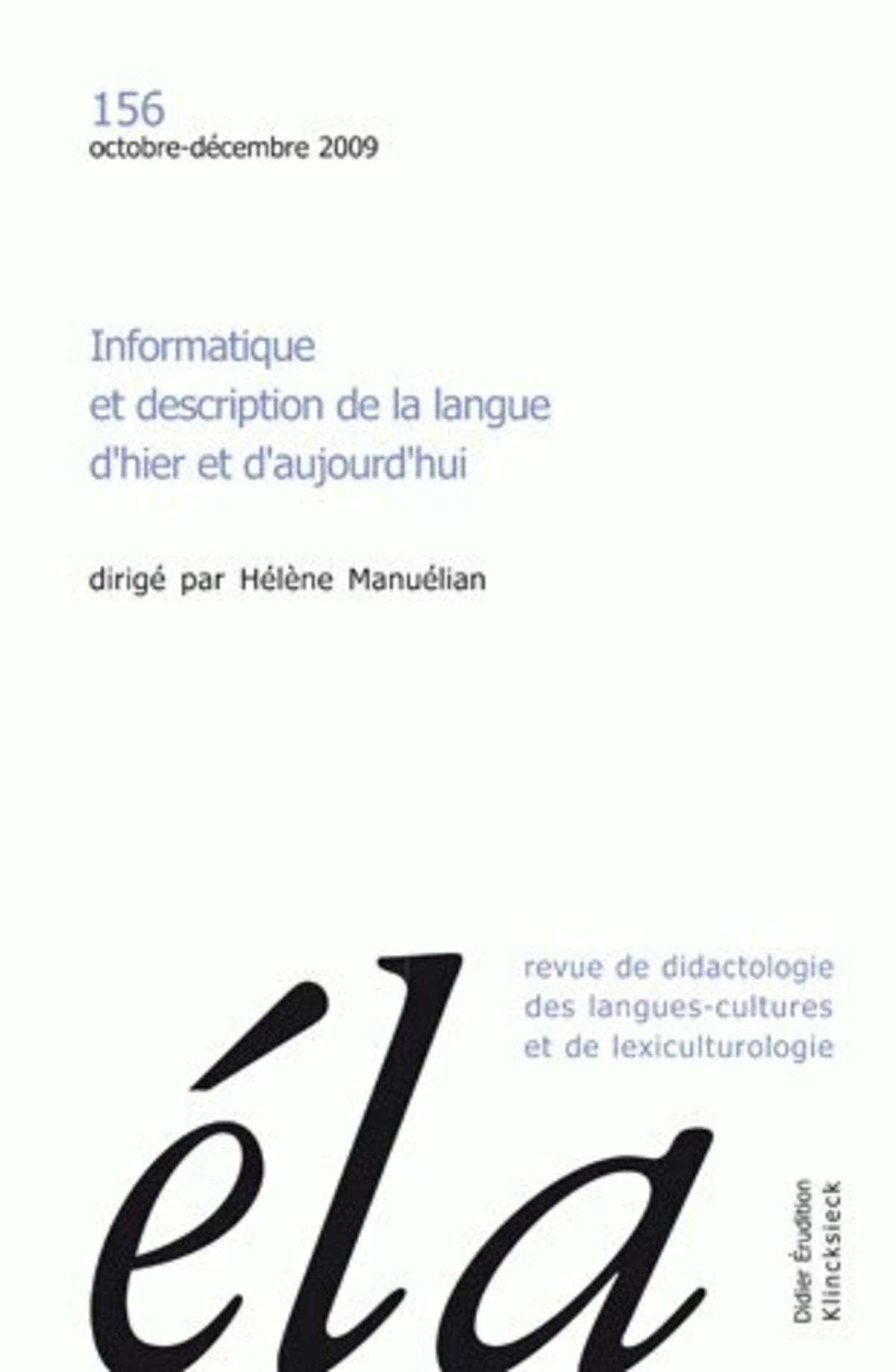 Études de linguistique appliquée - N°4/2009