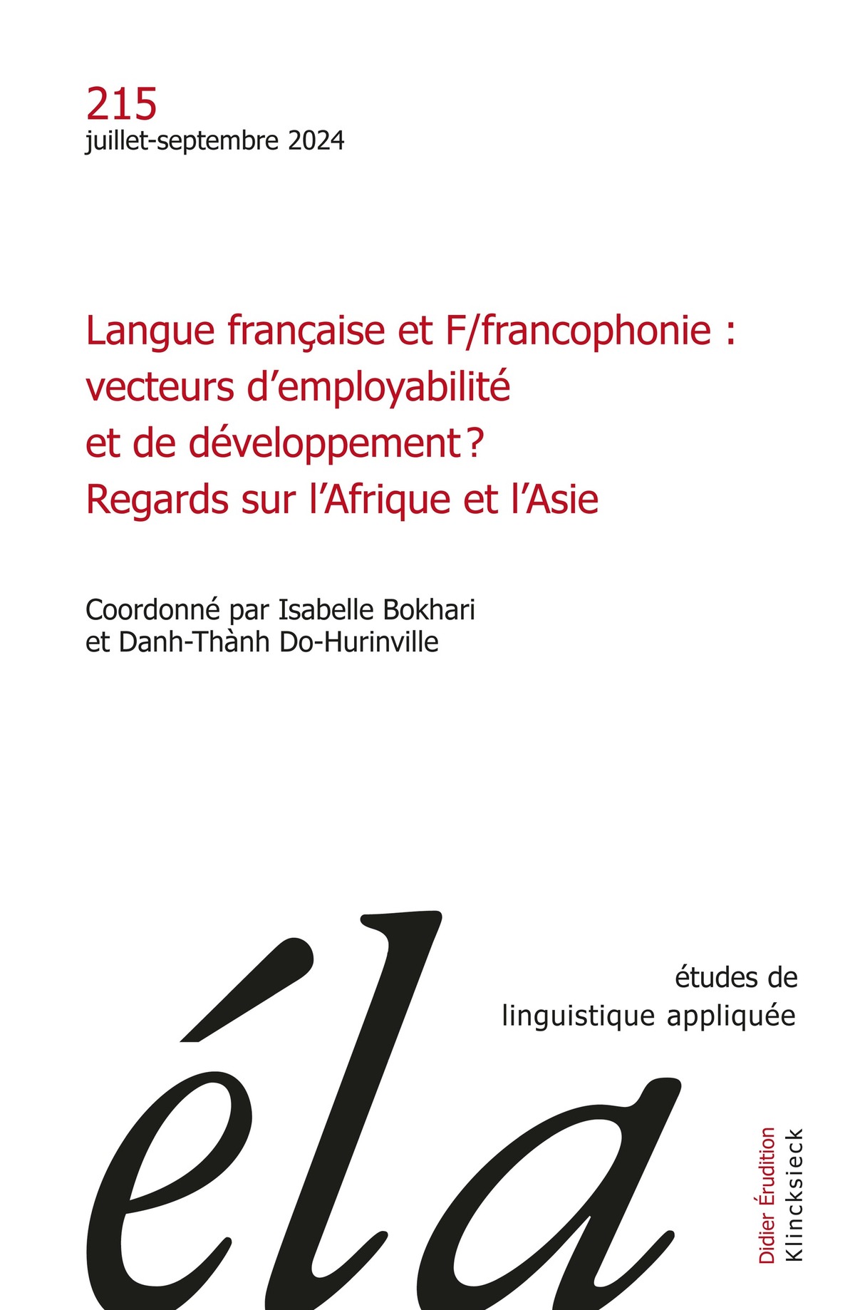 Etudes de linguistique appliquée - n°4-2024