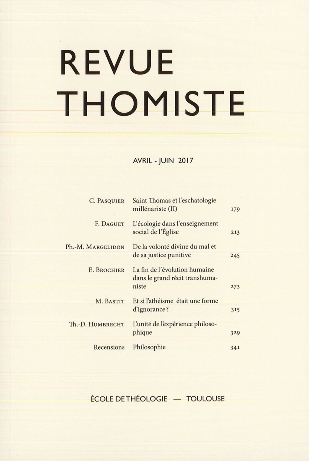 Revue thomiste - N°2/2017