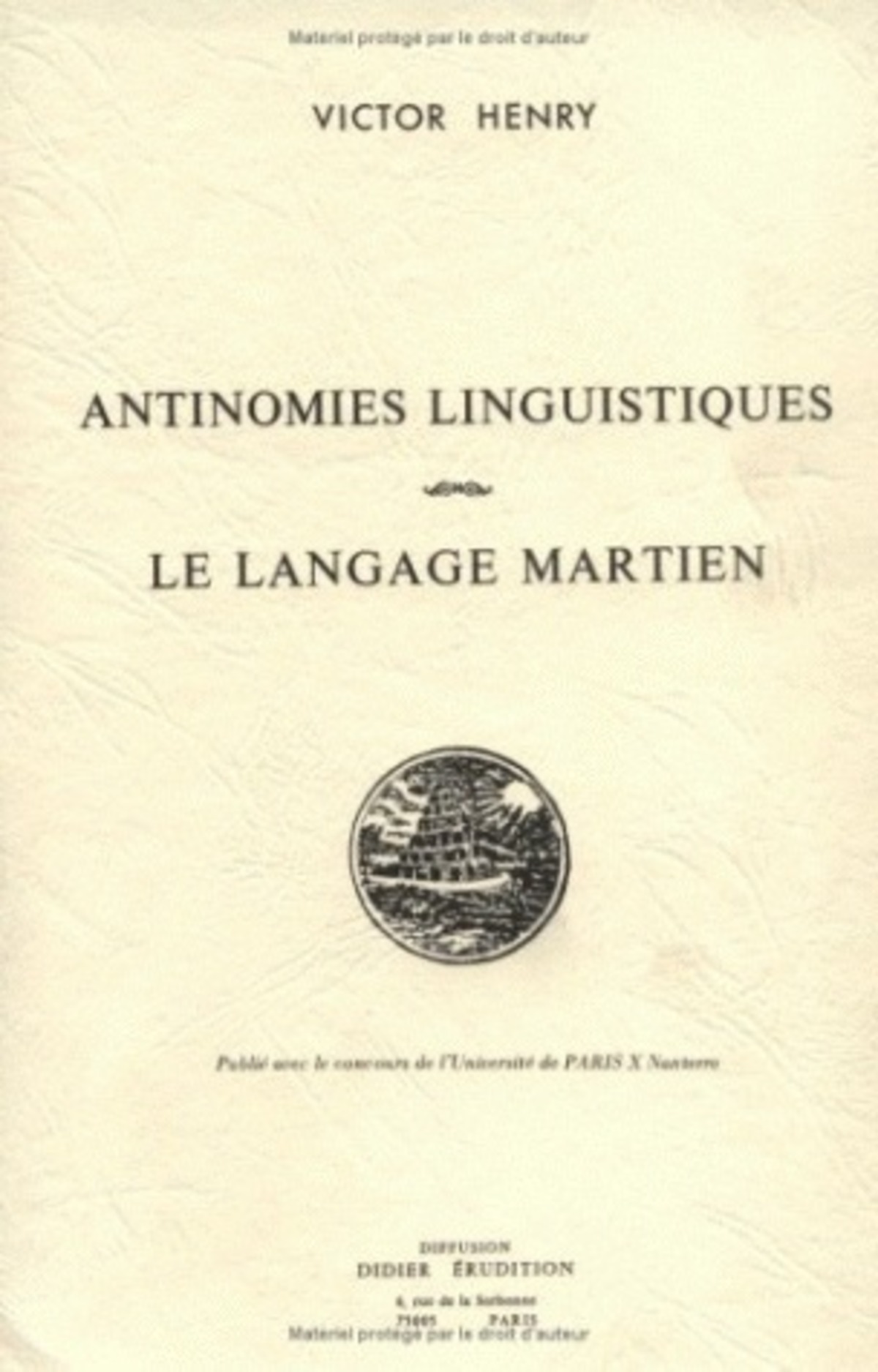 Antinomies linguistiques - Le langage Martien