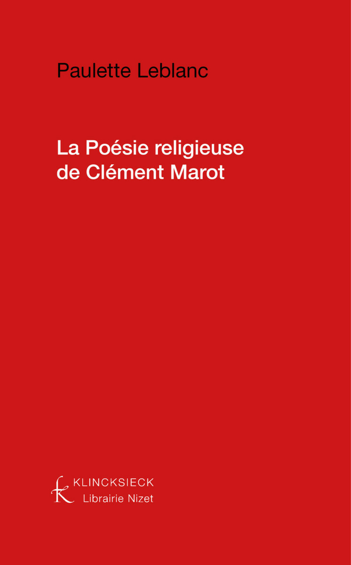 La Poésie religieuse de Clément Marot