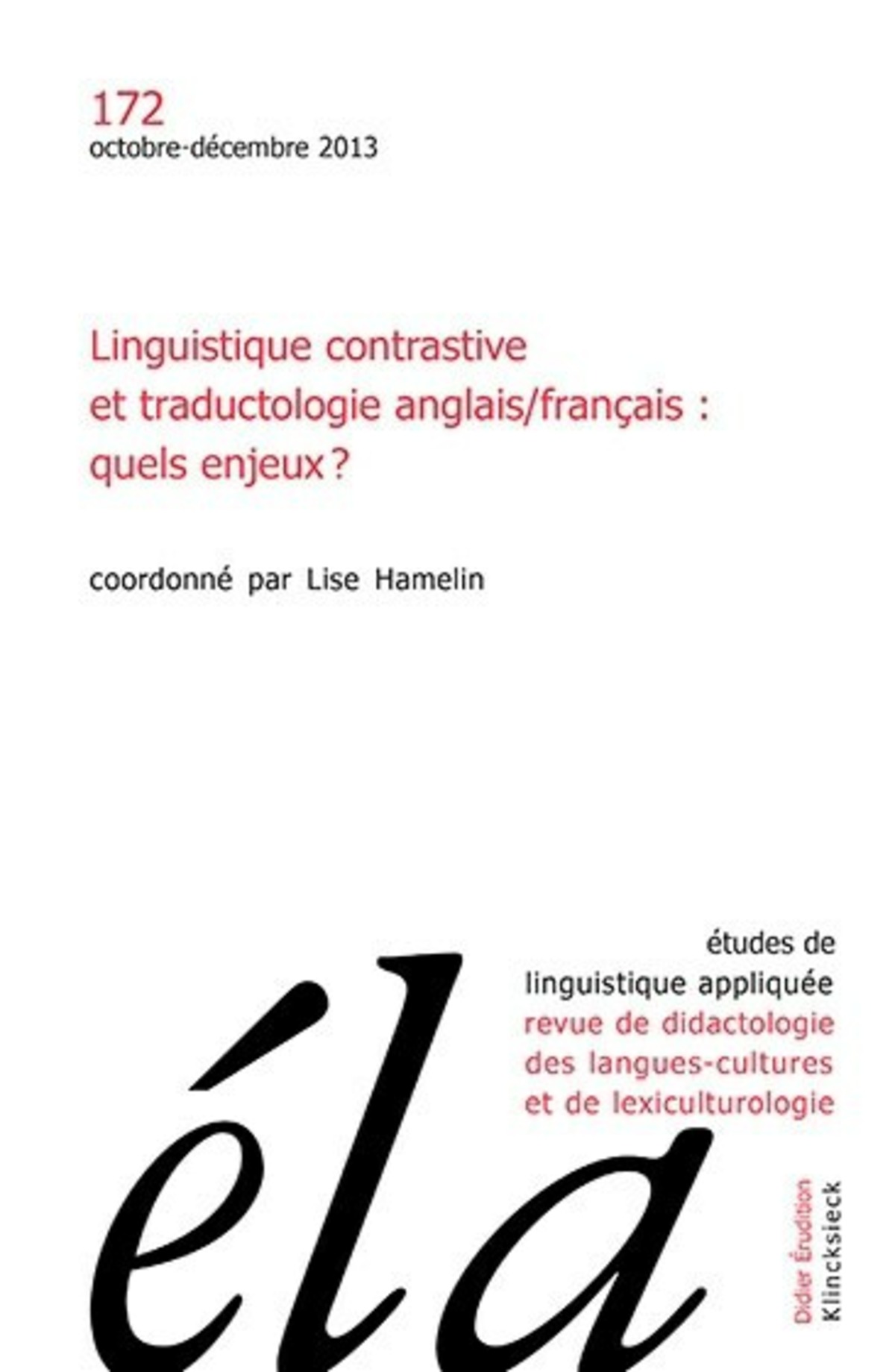 Études de linguistique appliquée - N°4/2013