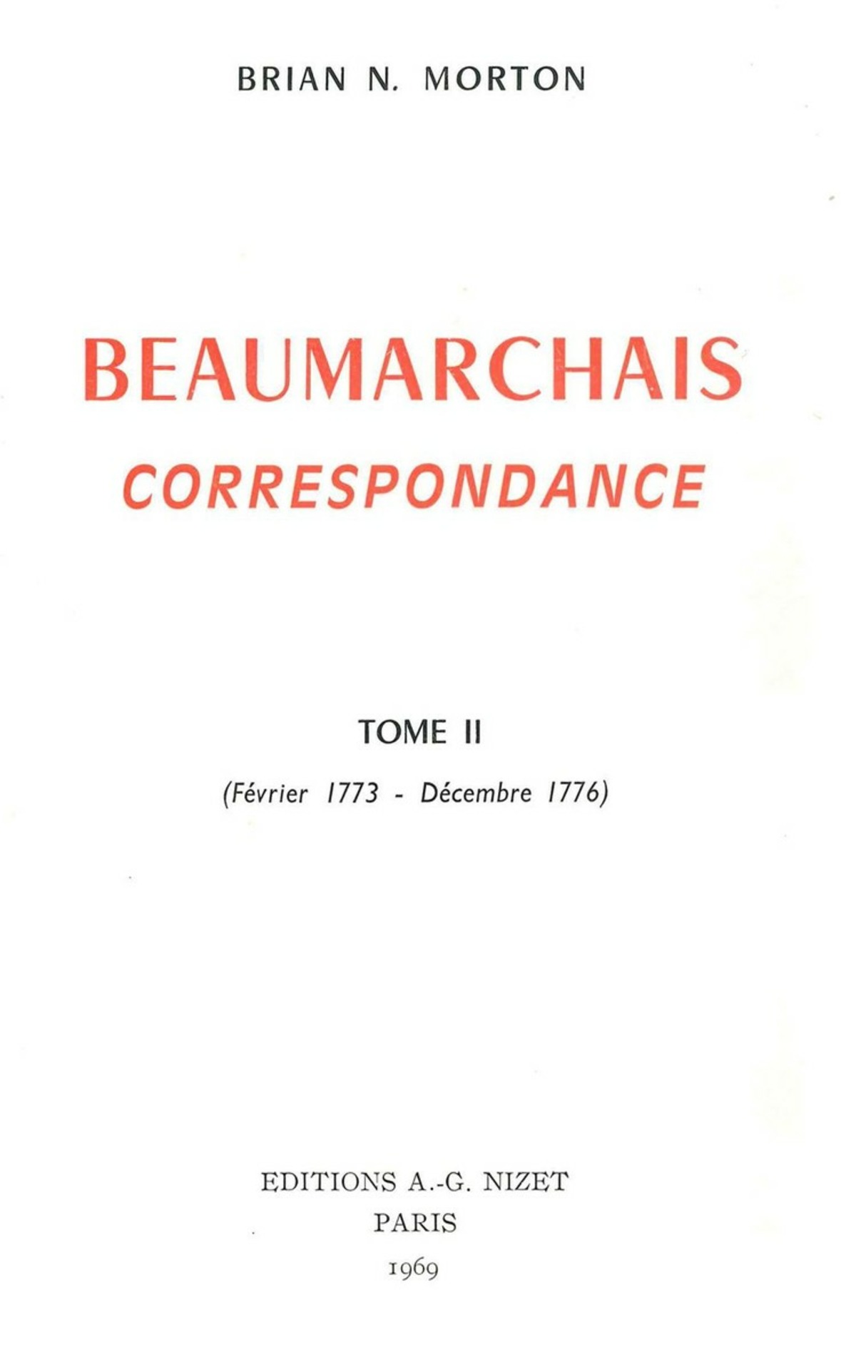 Beaumarchais, Correspondance, T2 (février 1773-décembre 1776)