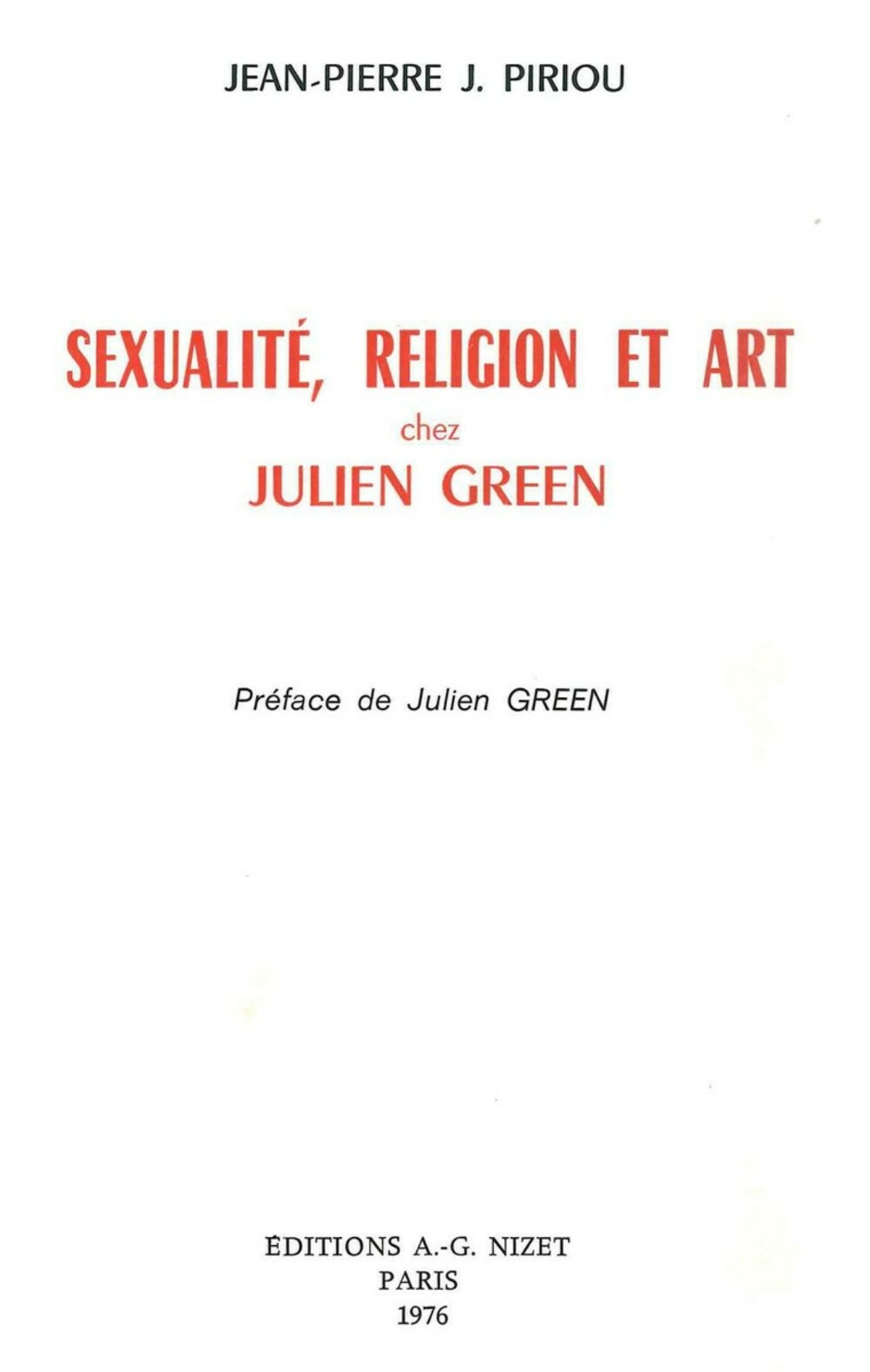 Sexualité, religion et art chez Julien Green