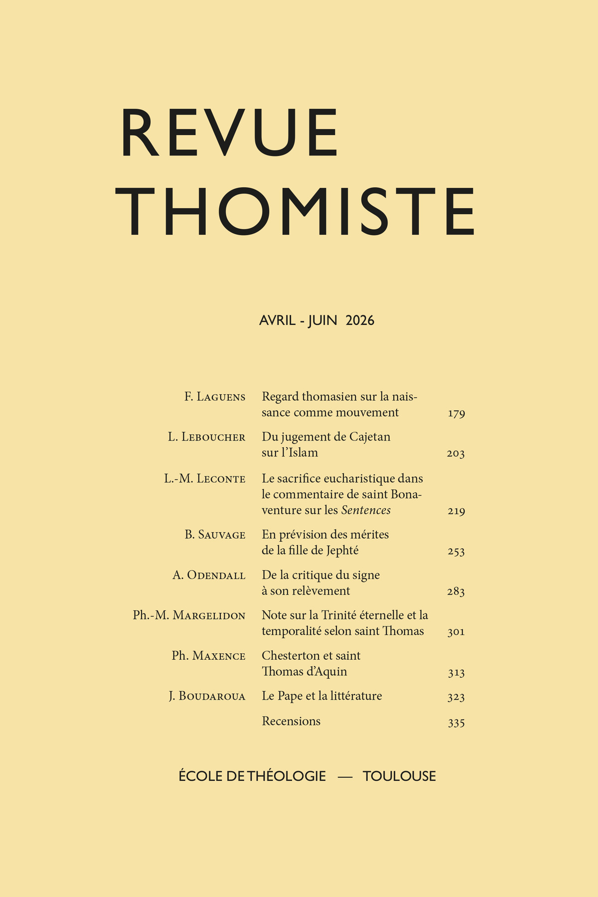 Revue thomiste - N°2/2026