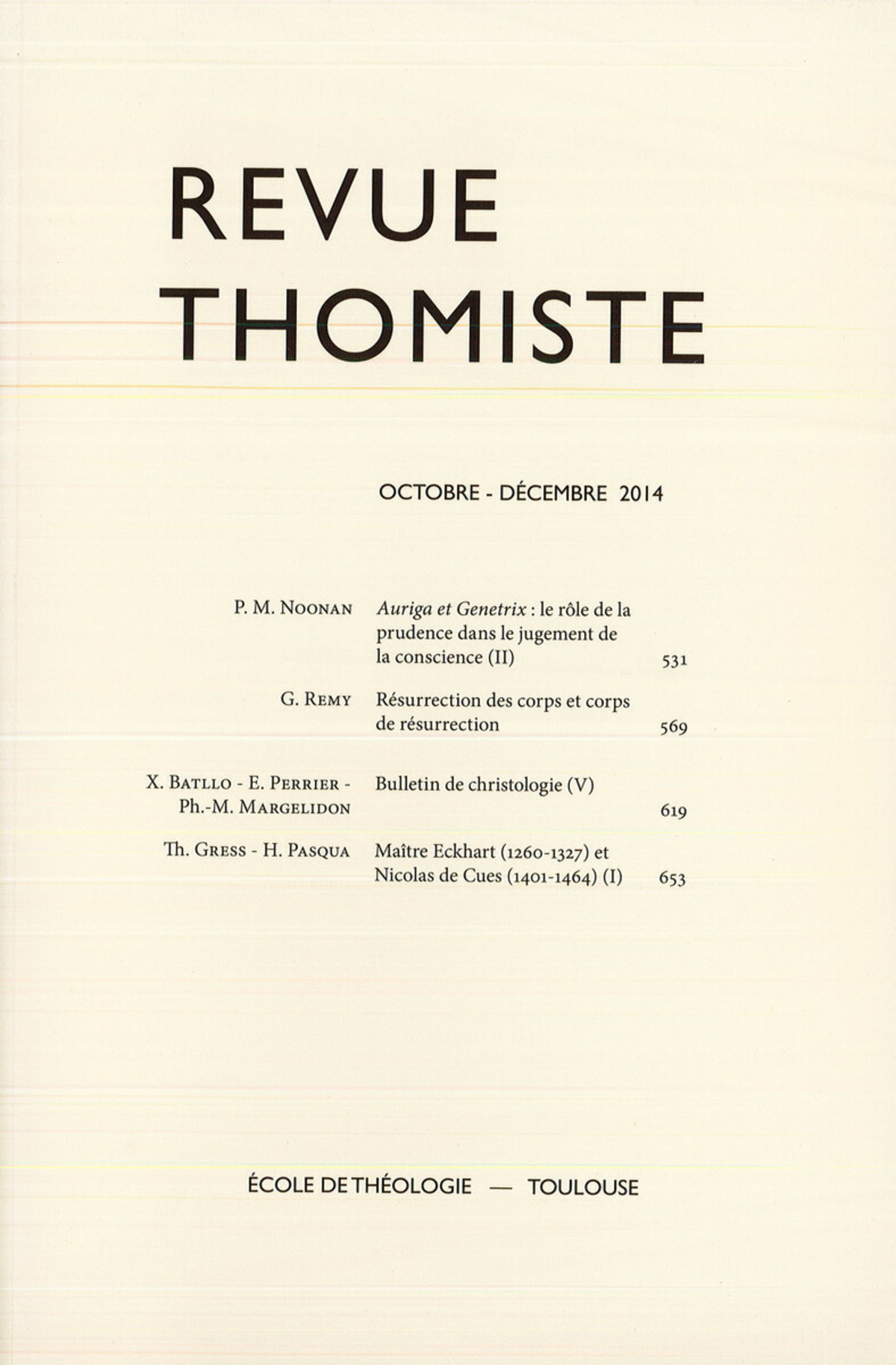 Revue thomiste - N°4/2014