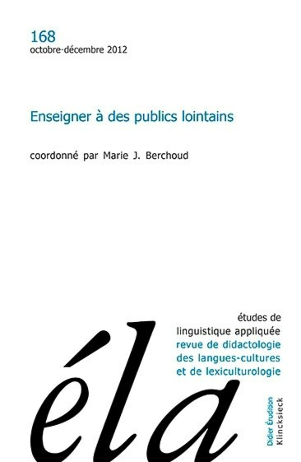 Études de linguistique appliquée n°4/2012