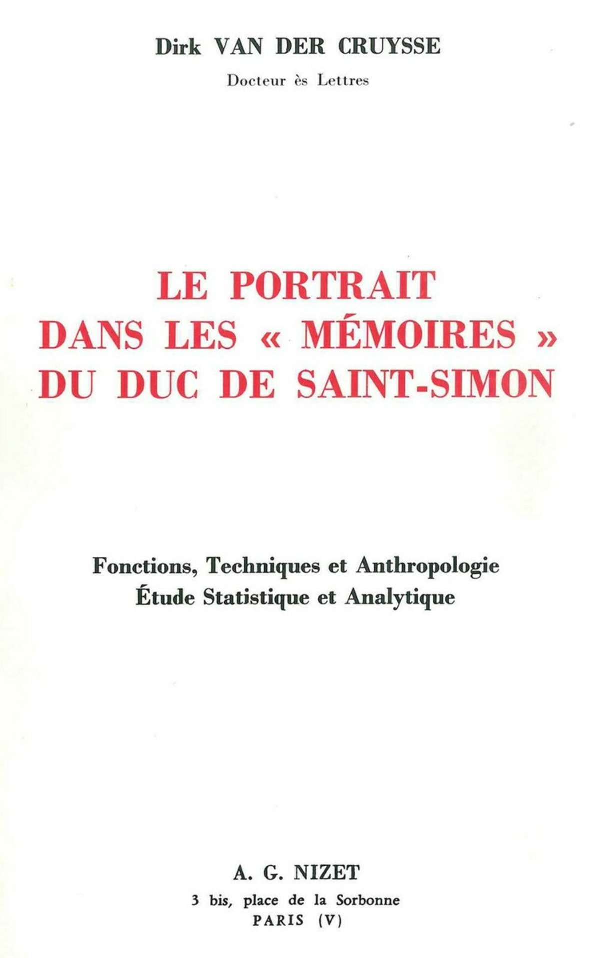 Le Portrait dans les Mémoires du duc de Saint-Simon
