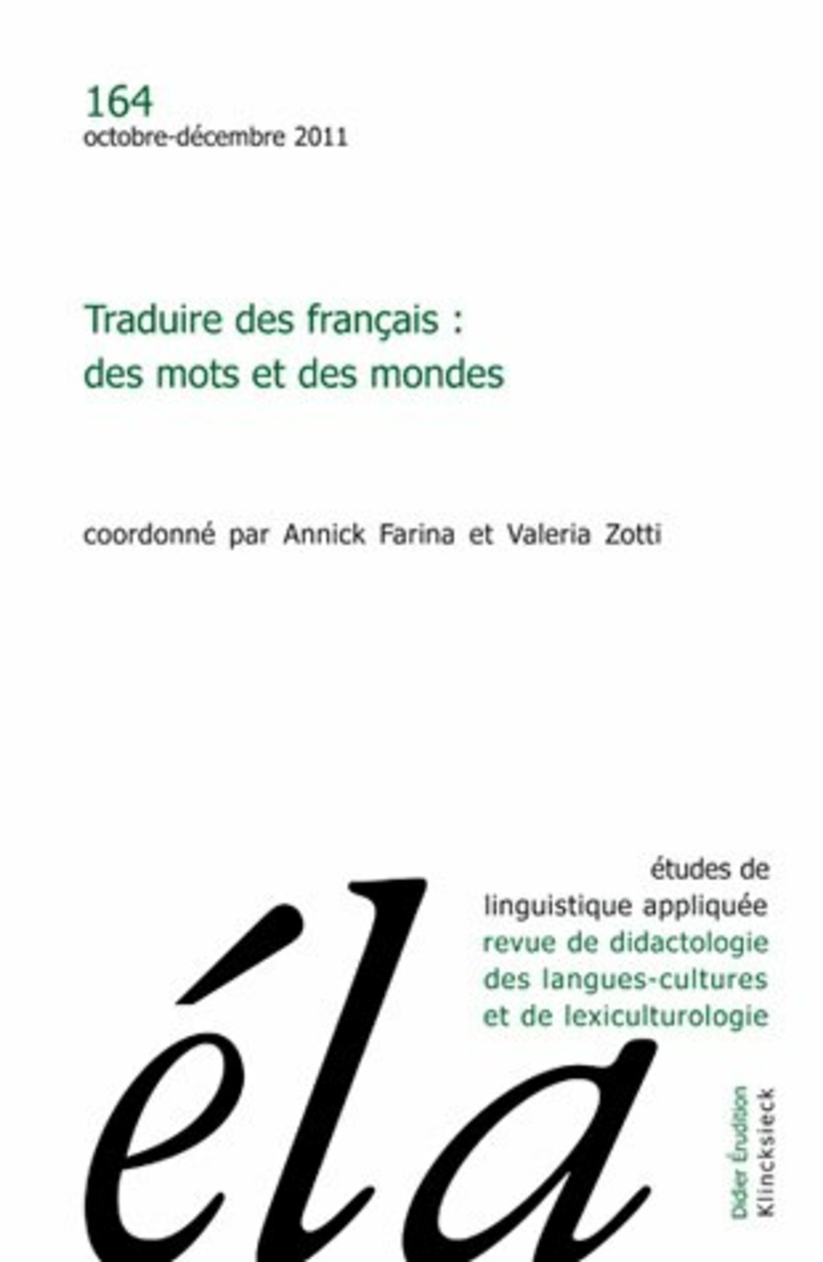 Études de linguistique appliquée - N°4/2011