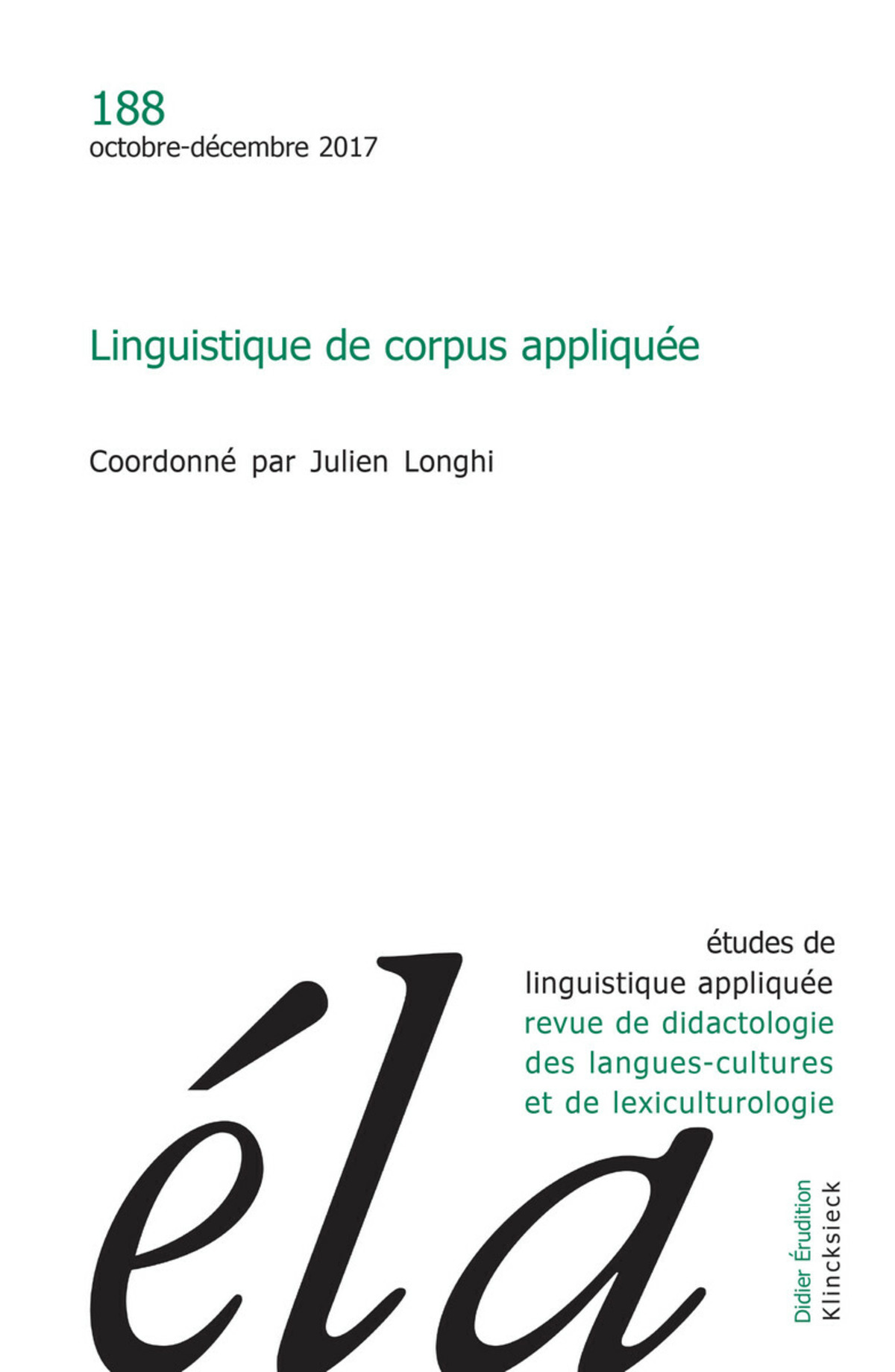 Études de linguistique appliquée - N°4/2017