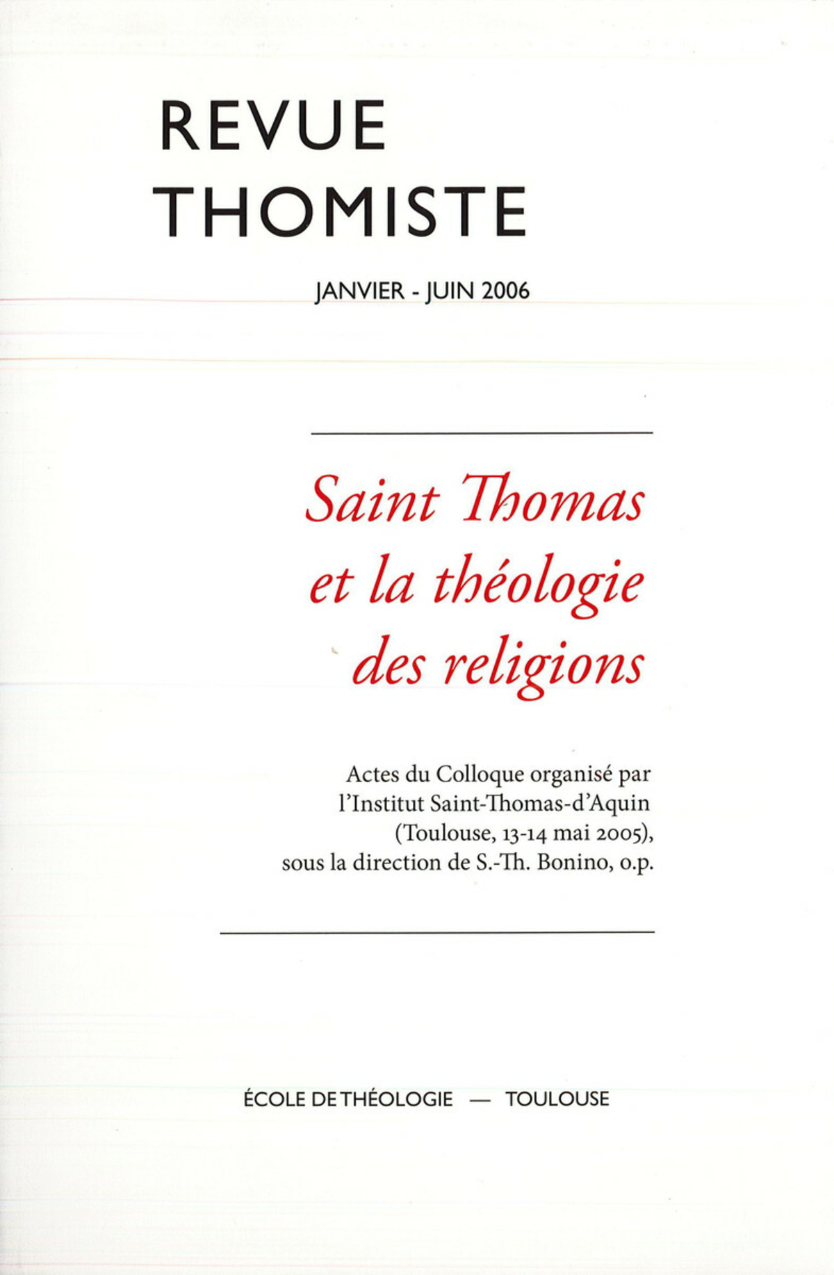 Revue thomiste - N°1 et 2/2006