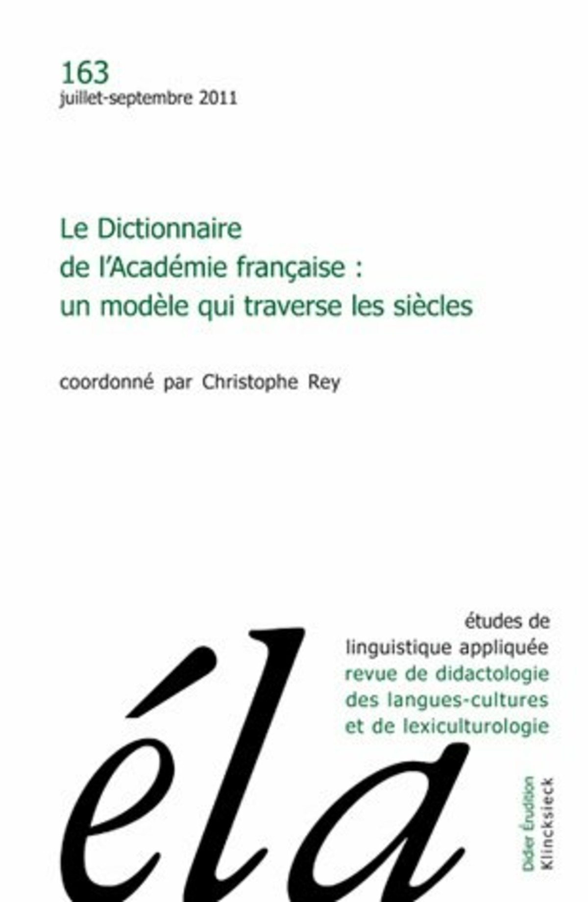 Études de linguistique appliquée - N°3/2011