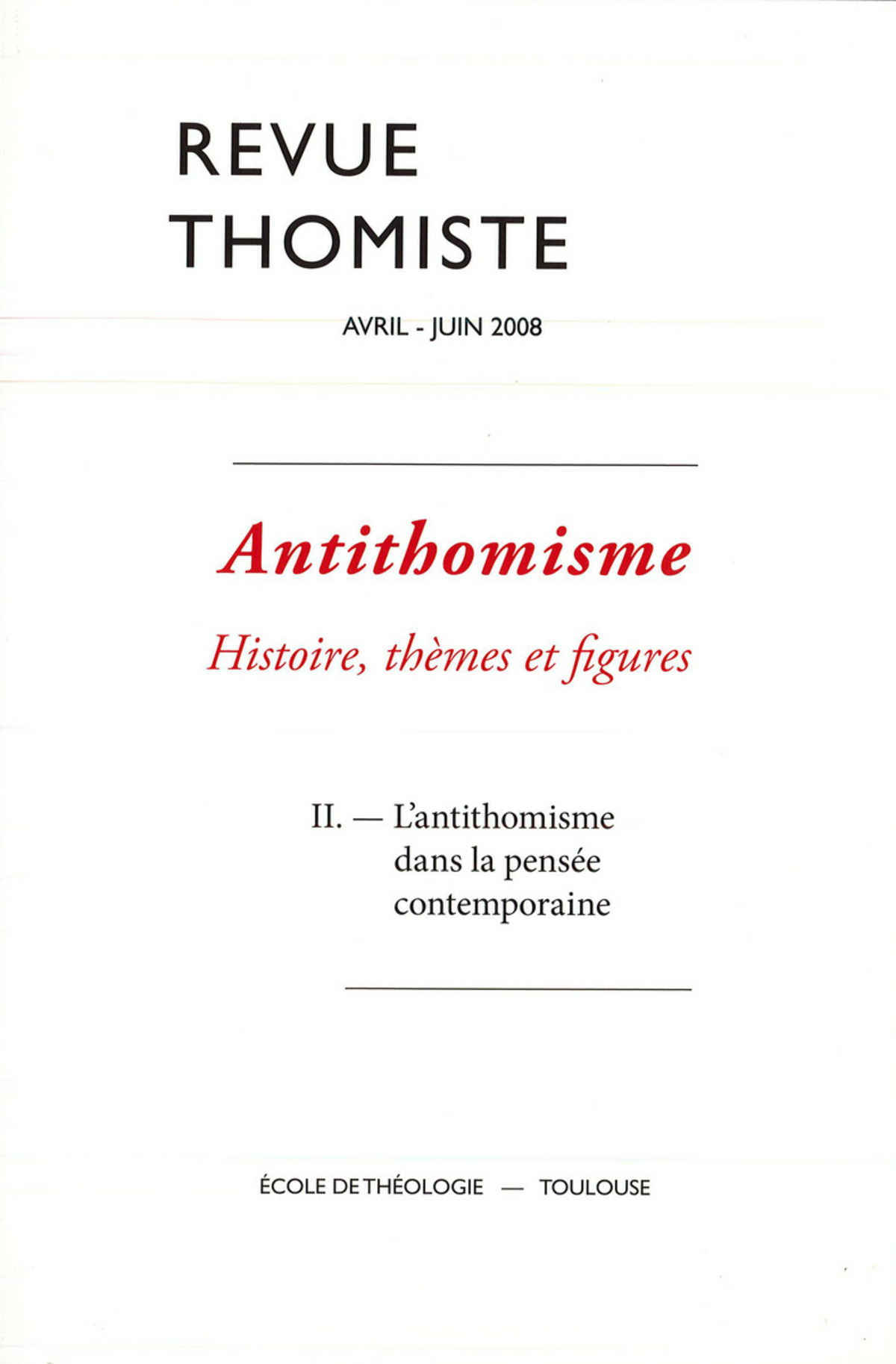 Revue thomiste - N°2/2008