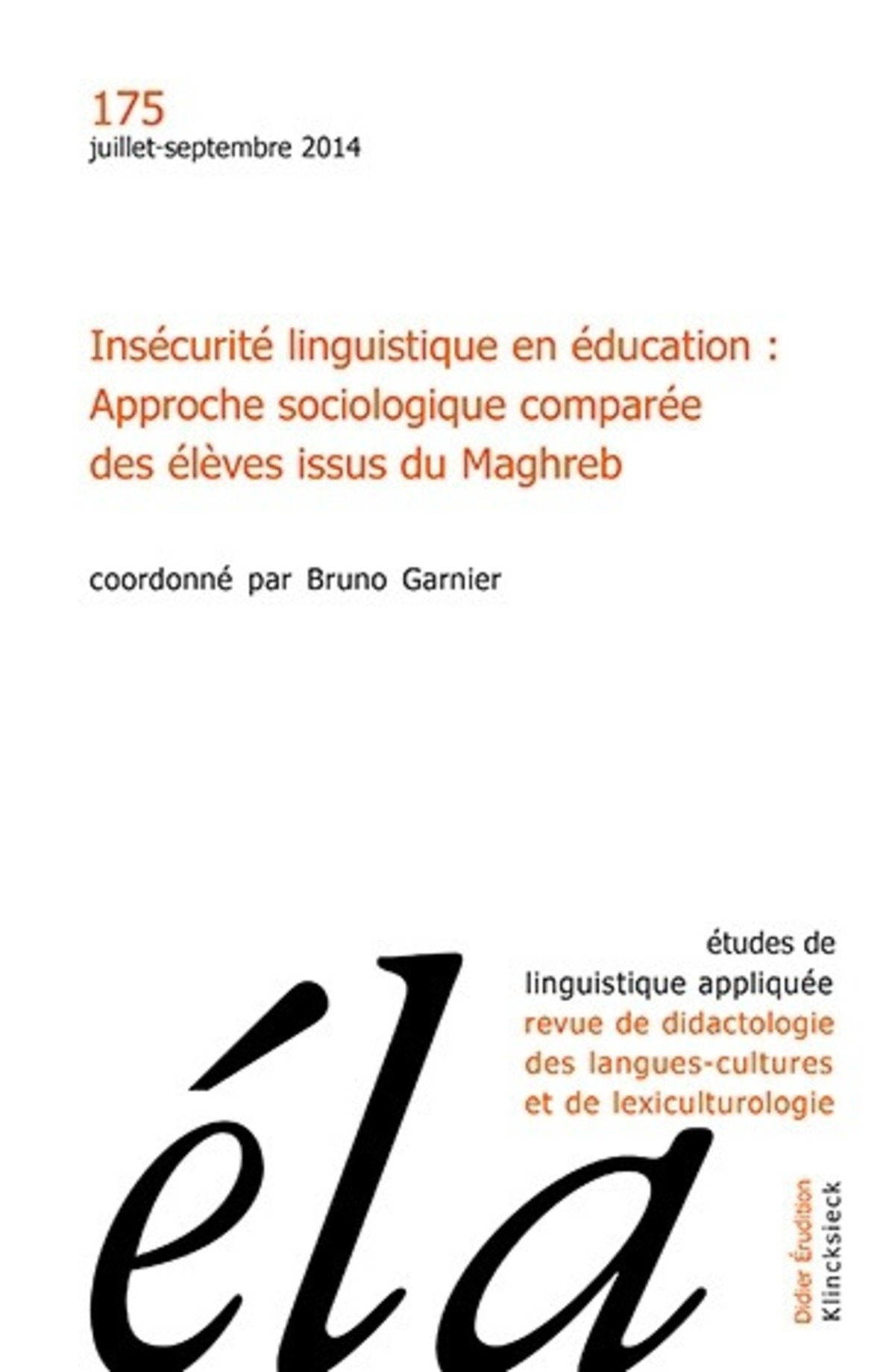 Études de linguistique appliquée - N°3/2014