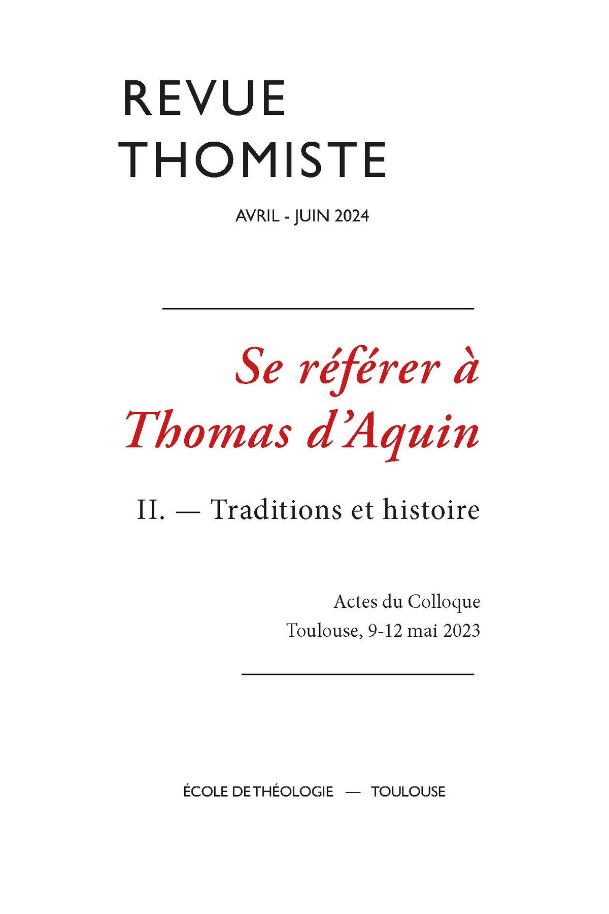 Revue thomiste - N°2/2024